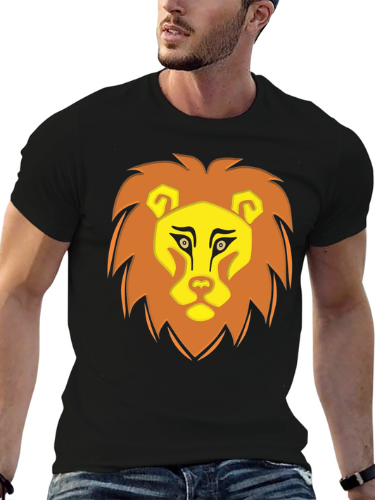 Lion Graphic Print Crew Neck Tee