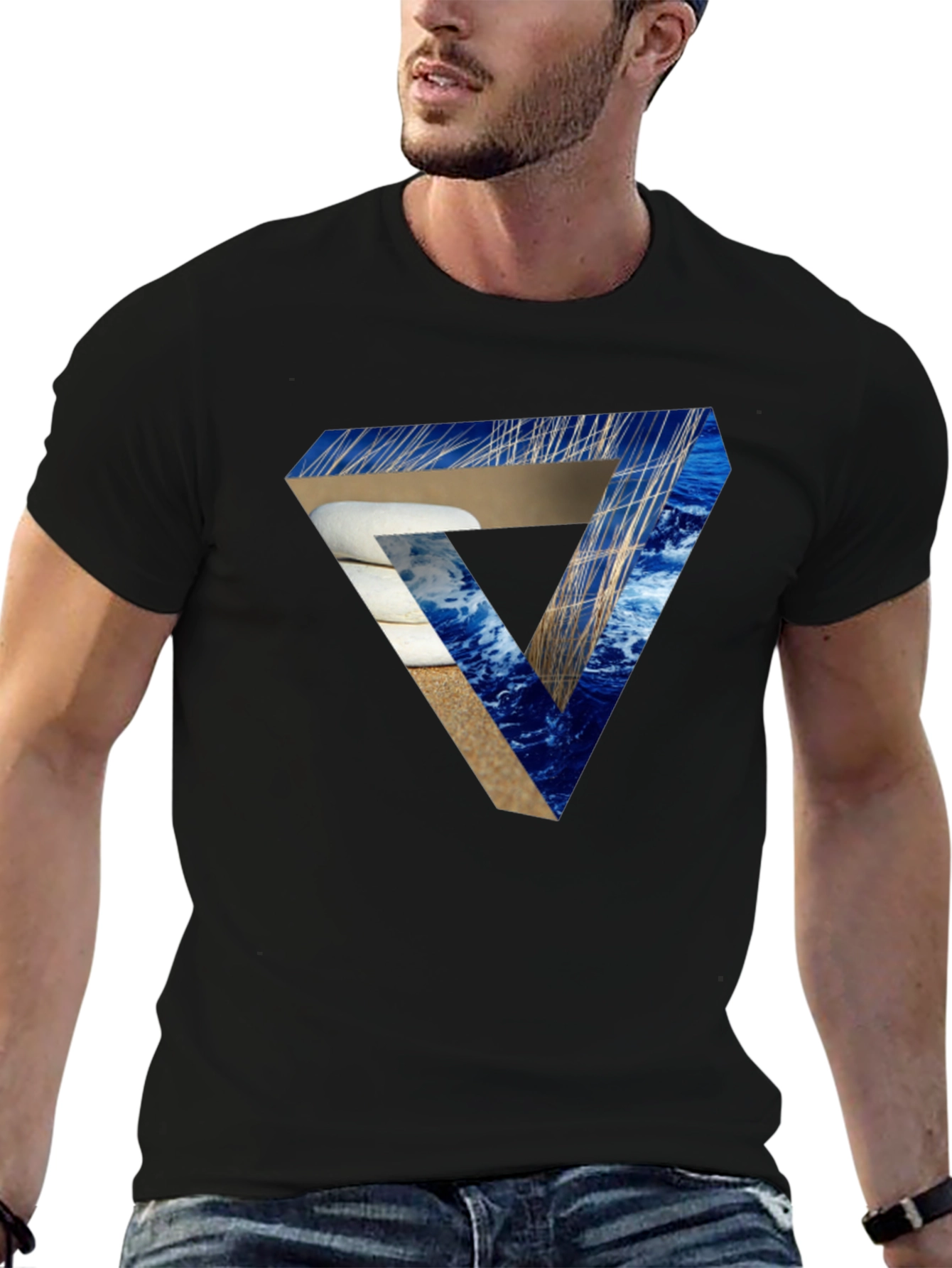 Impossible Triangle Illusion Graphic T-Shirt