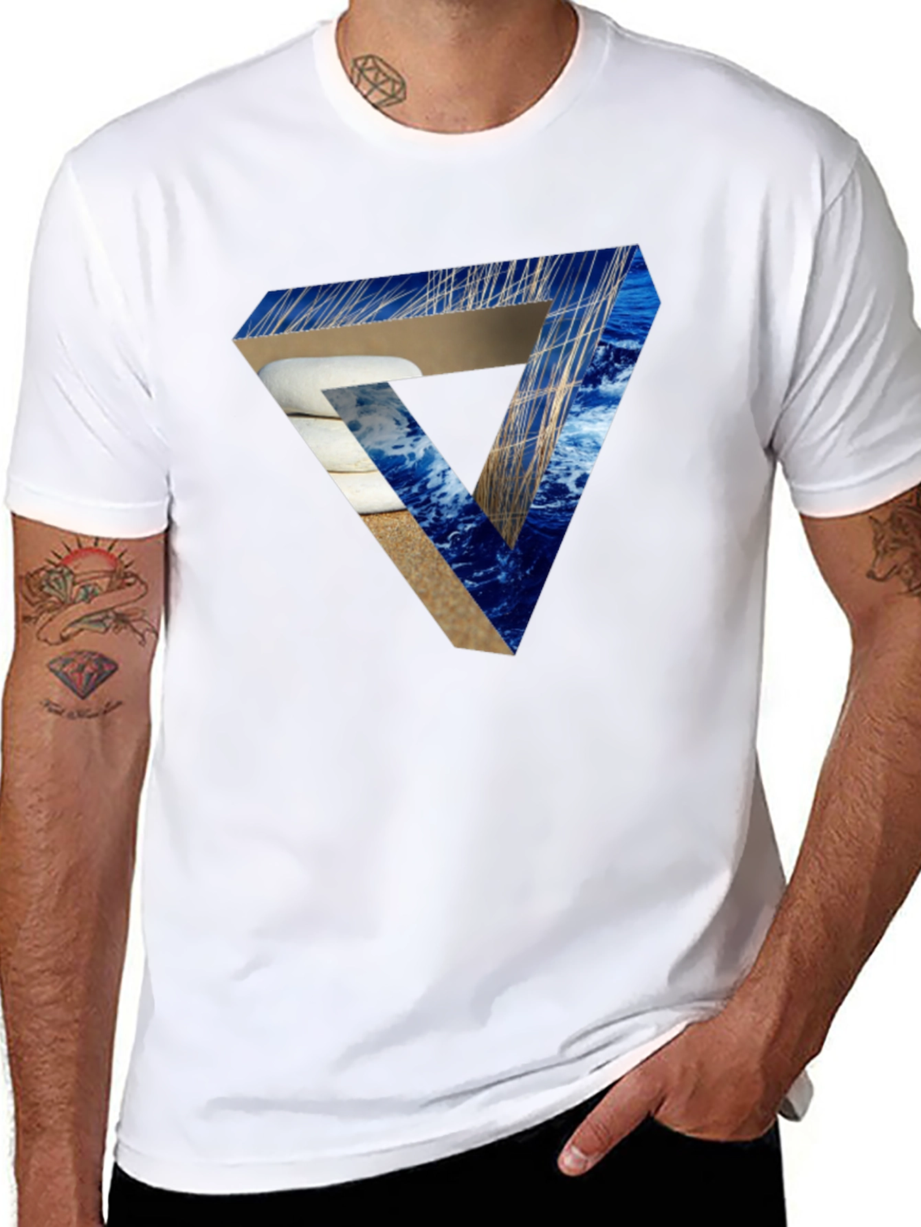 Impossible Triangle Illusion Graphic T-Shirt