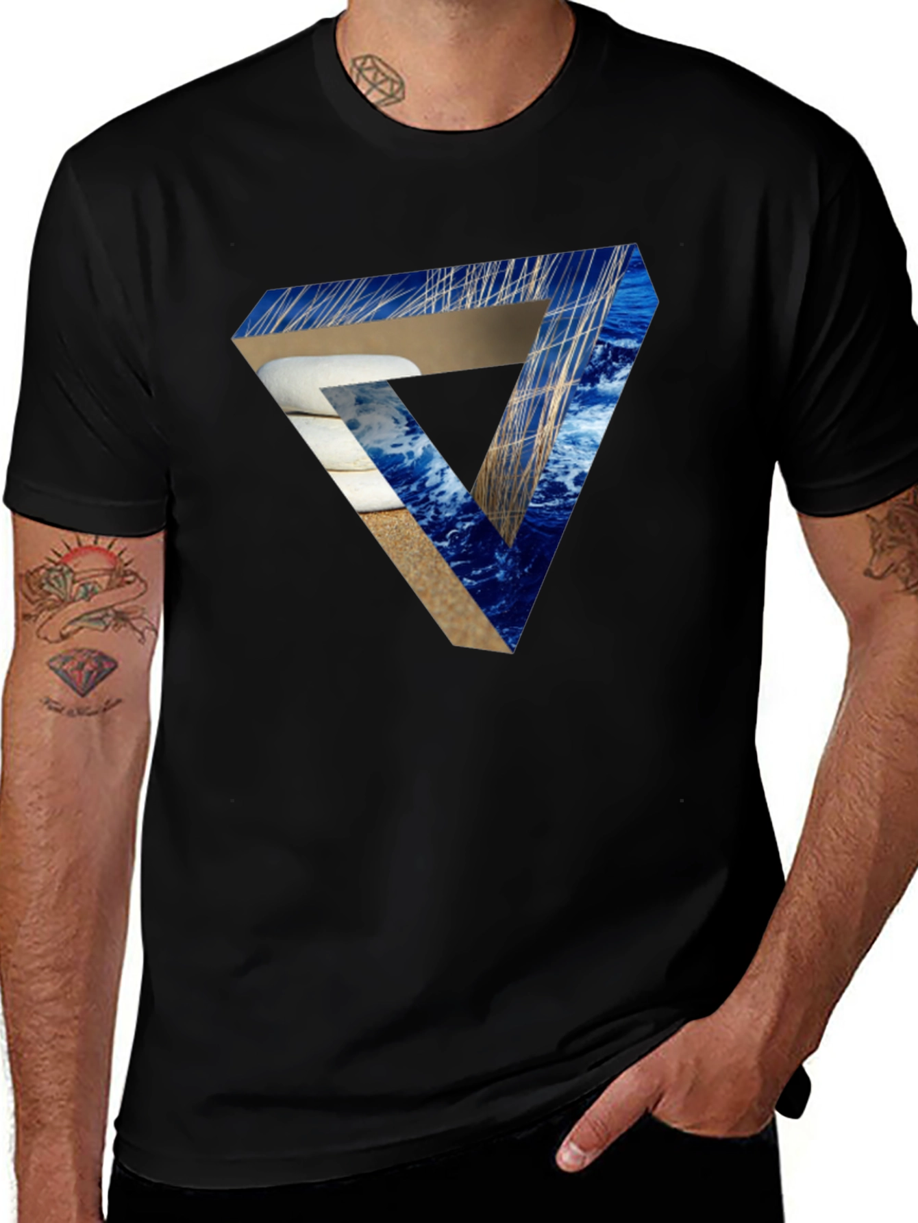 Impossible Triangle Illusion Graphic T-Shirt