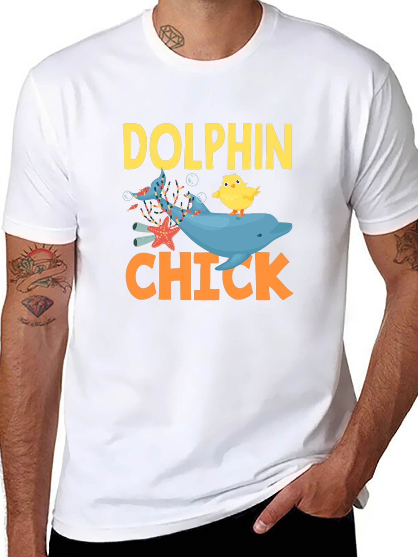 Dolphin Chick Novelty Graphic T-Shirt