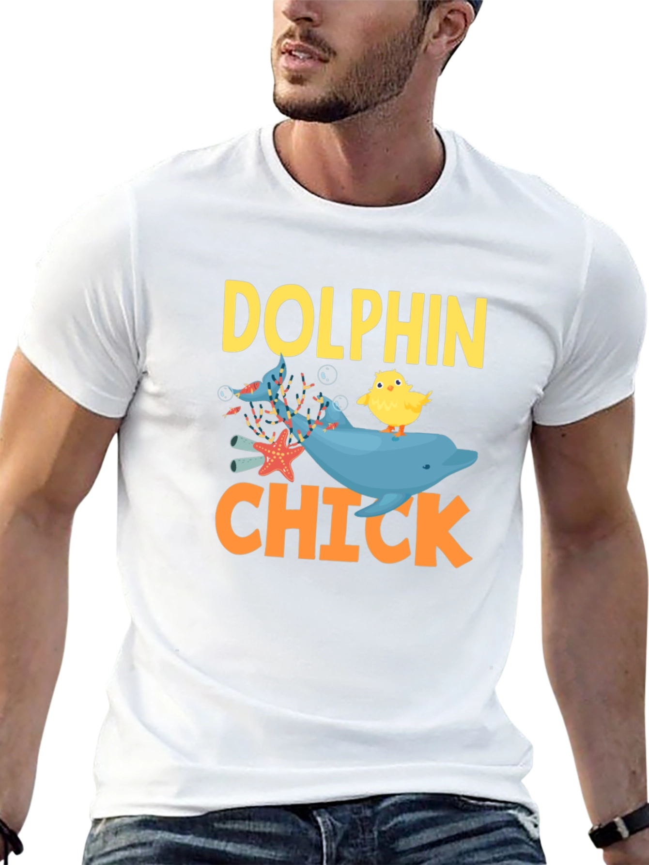 Dolphin Chick Novelty Graphic T-Shirt
