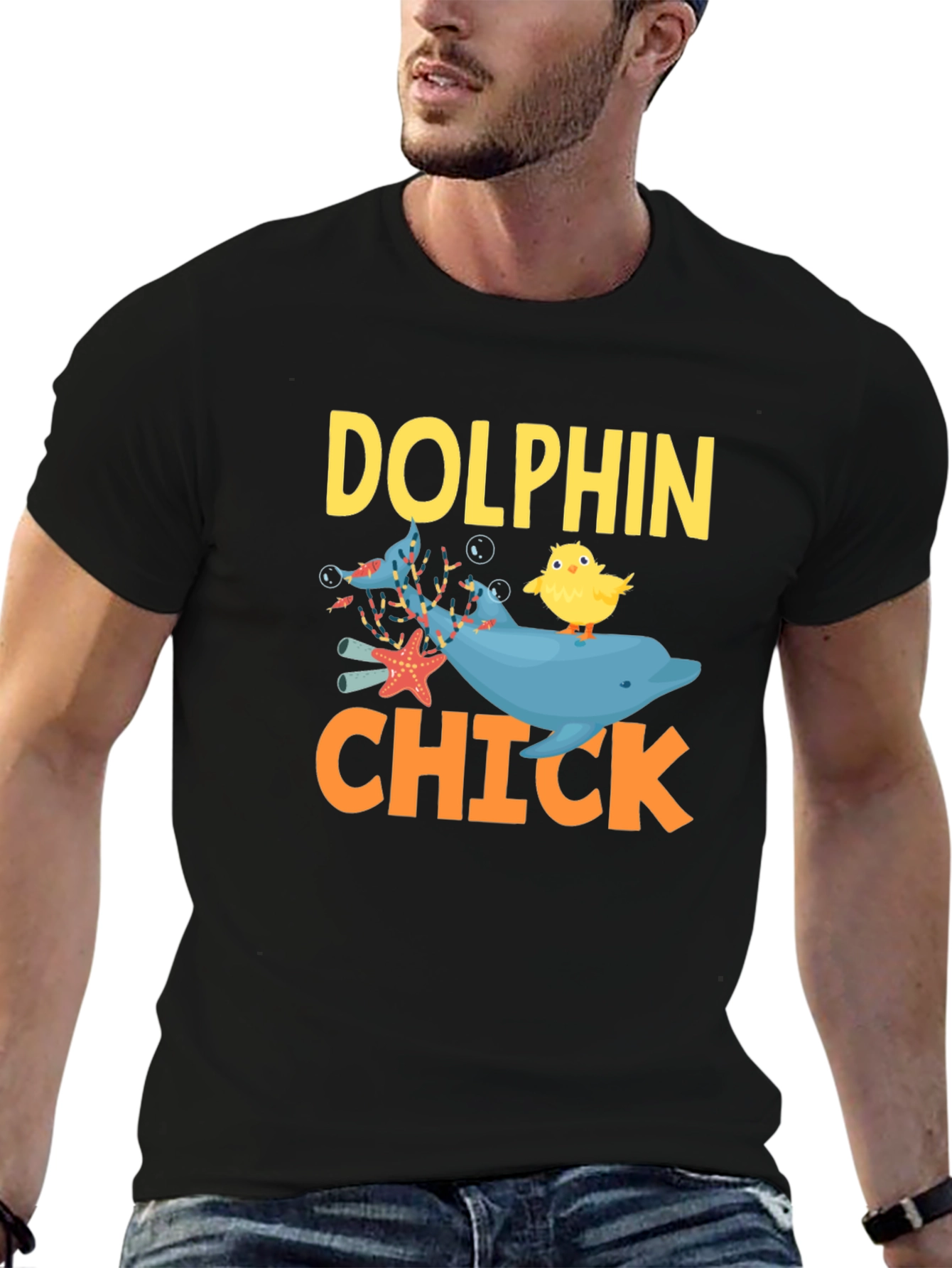 Dolphin Chick Novelty Graphic T-Shirt