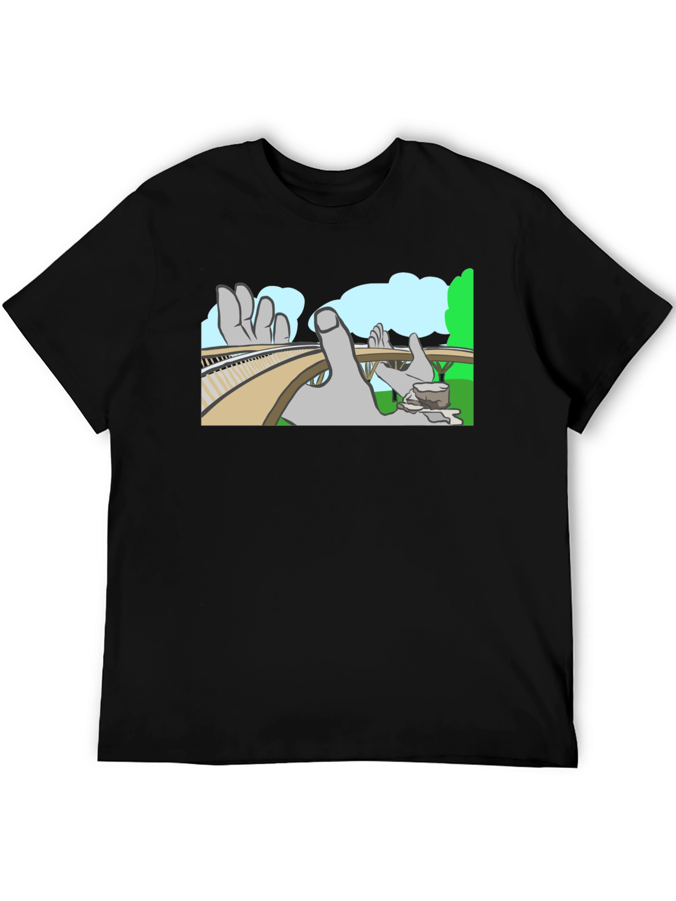 Optical Illusion T-Shirt - Surreal Hand Landscape Design