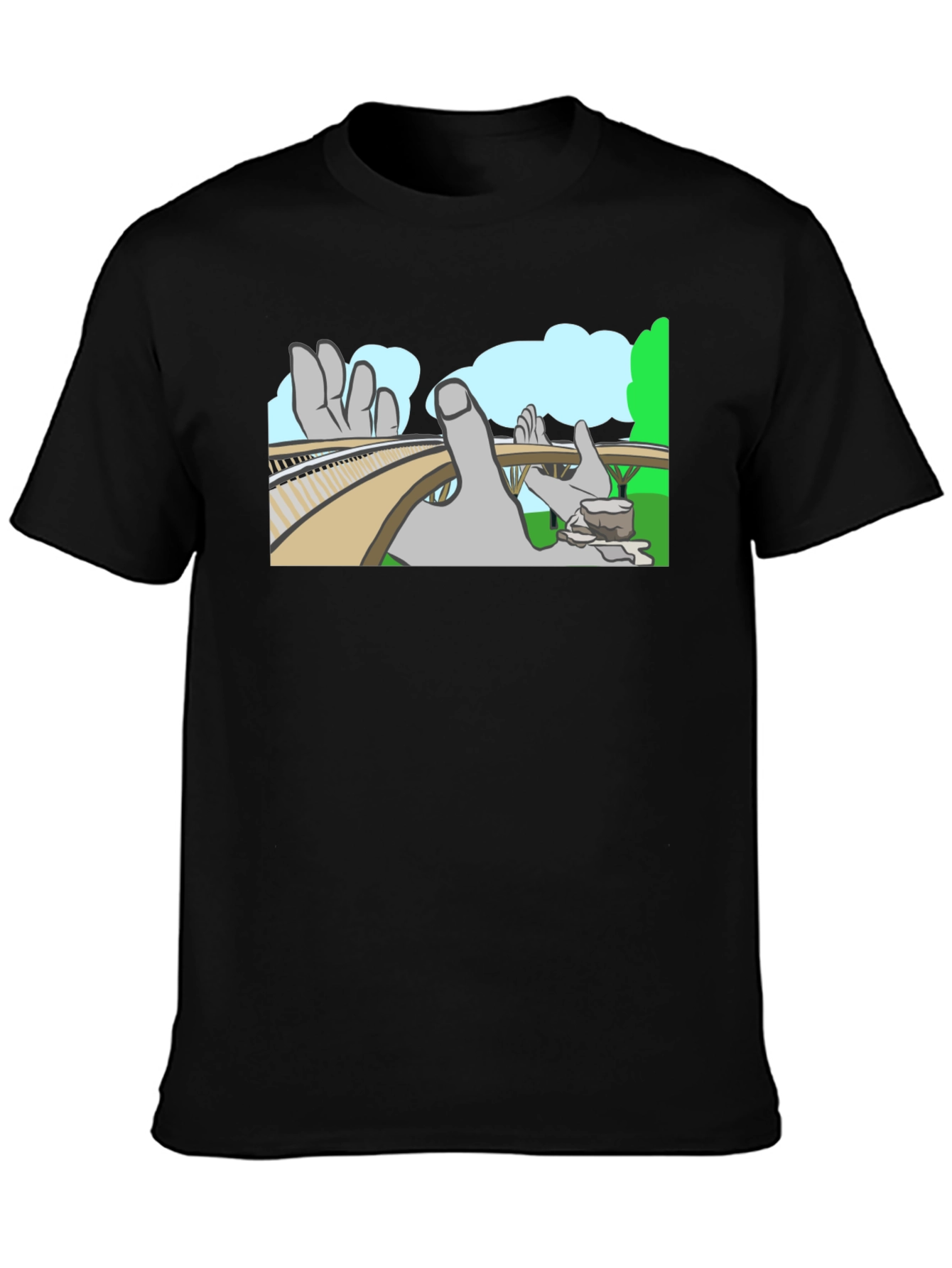 Optical Illusion T-Shirt - Surreal Hand Landscape Design