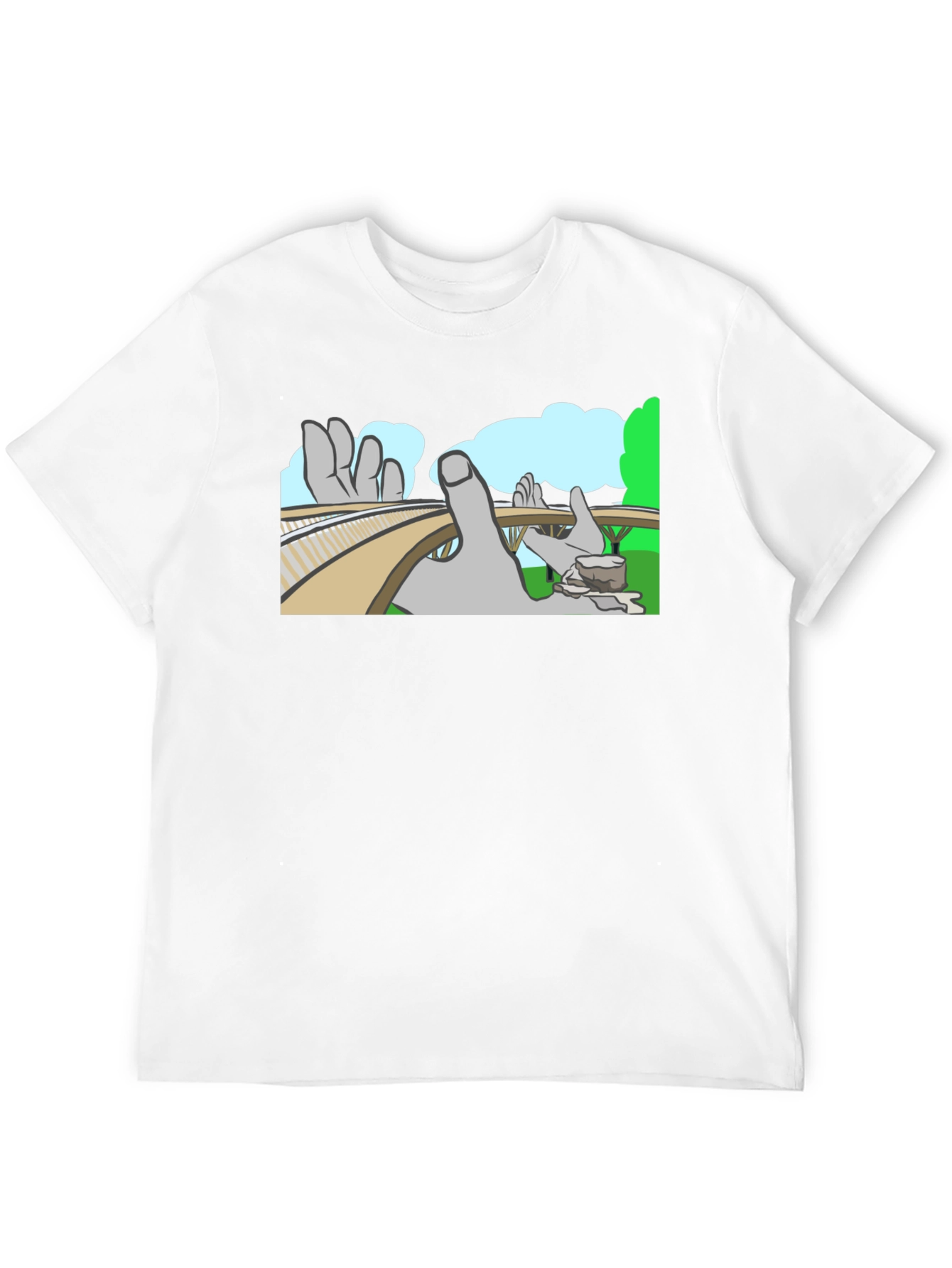 Optical Illusion T-Shirt - Surreal Hand Landscape Design
