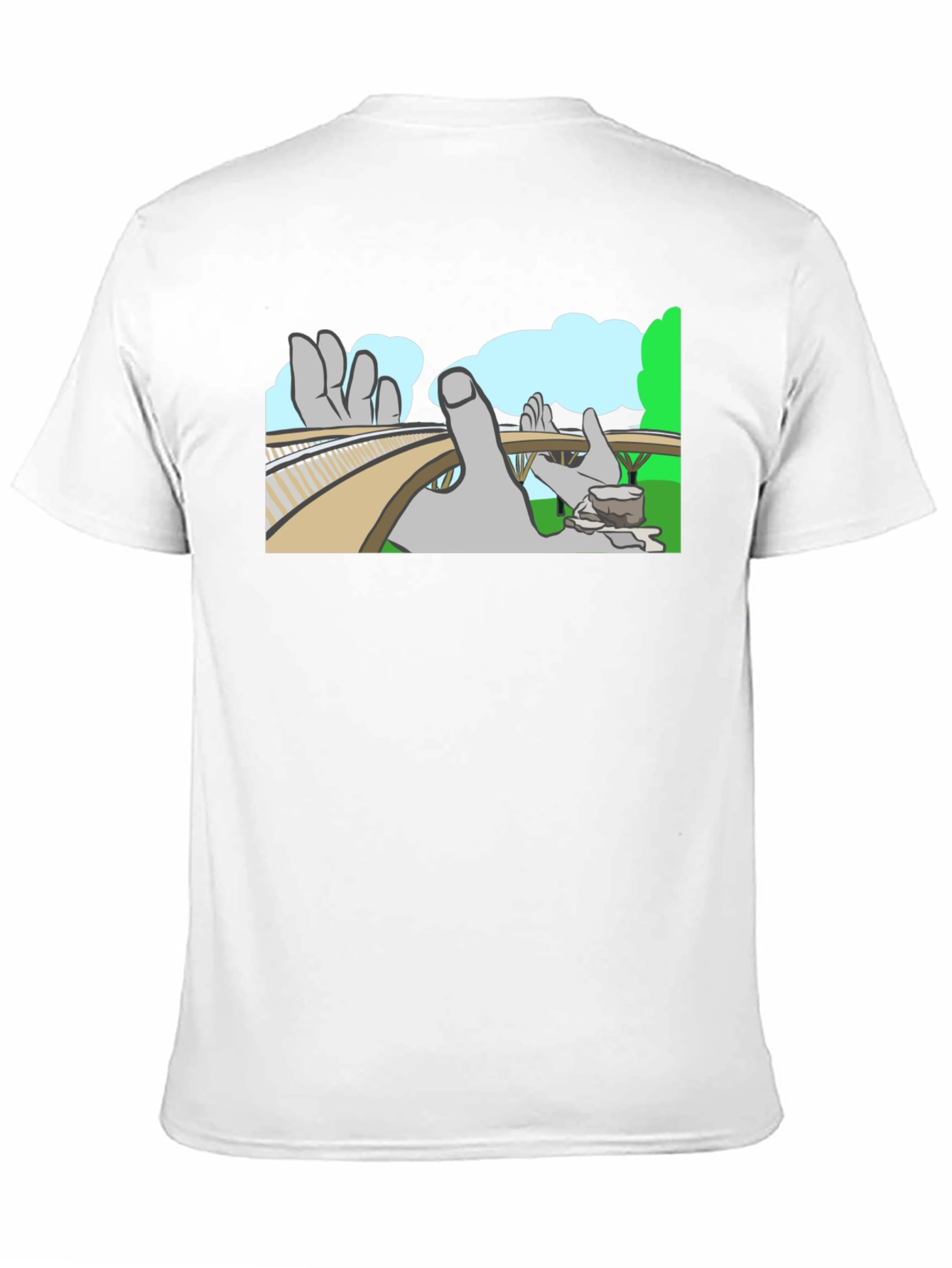 Optical Illusion T-Shirt - Surreal Hand Landscape Design