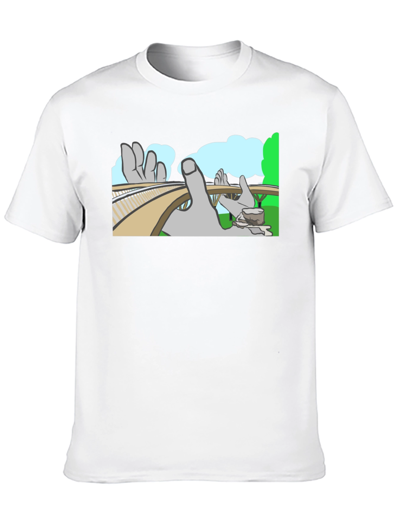 Optical Illusion T-Shirt - Surreal Hand Landscape Design
