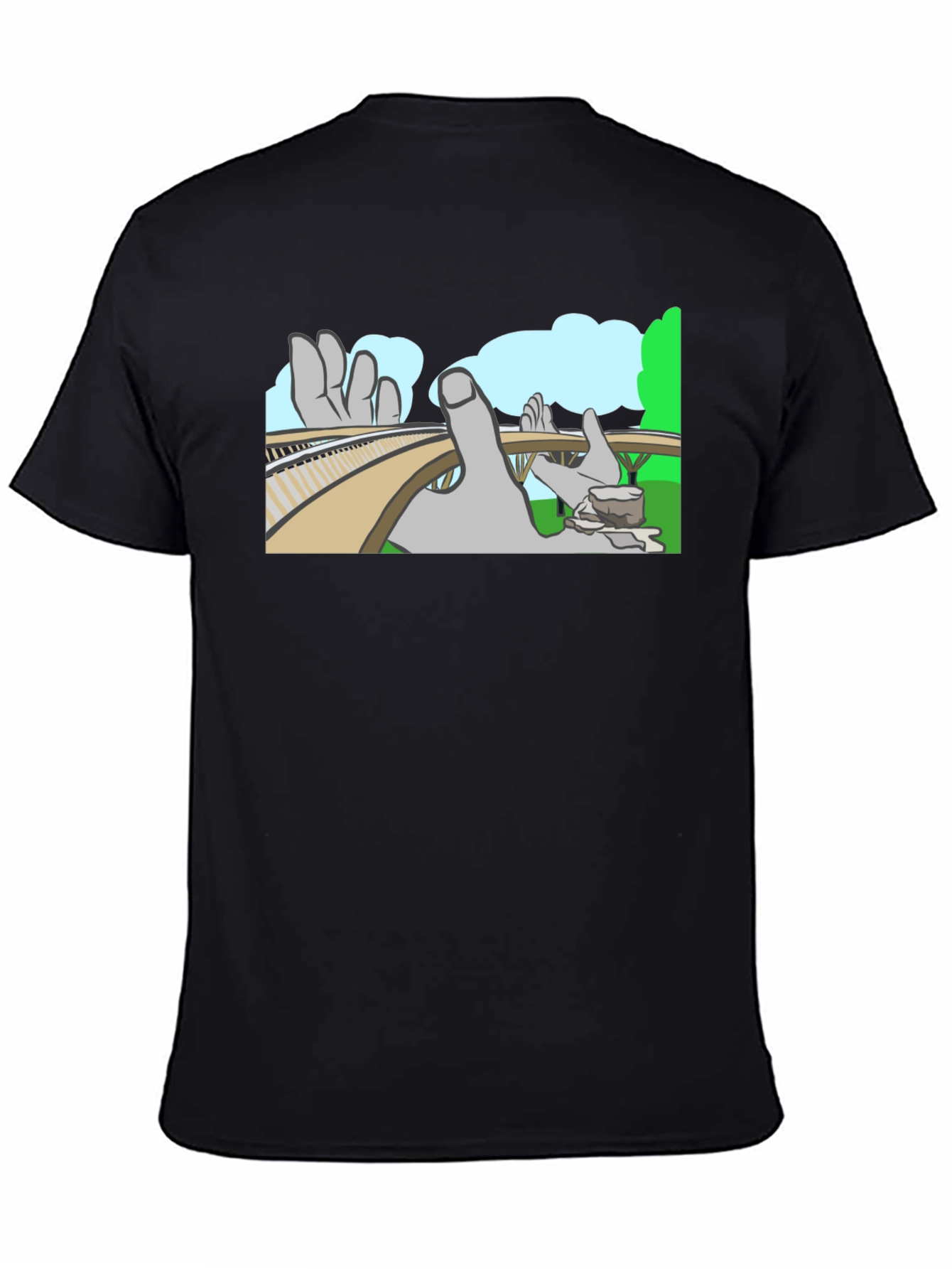 Optical Illusion T-Shirt - Surreal Hand Landscape Design