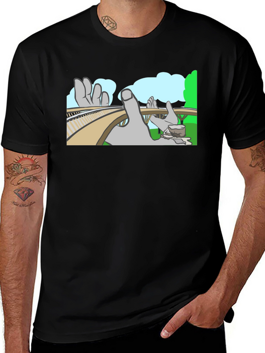 Optical Illusion T-Shirt - Surreal Hand Landscape Design