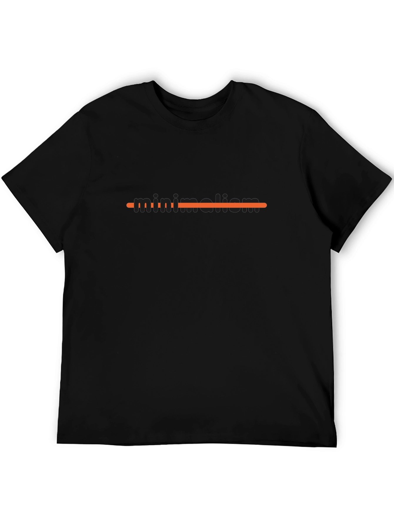 Minimalist Orange Line Black T-Shirt