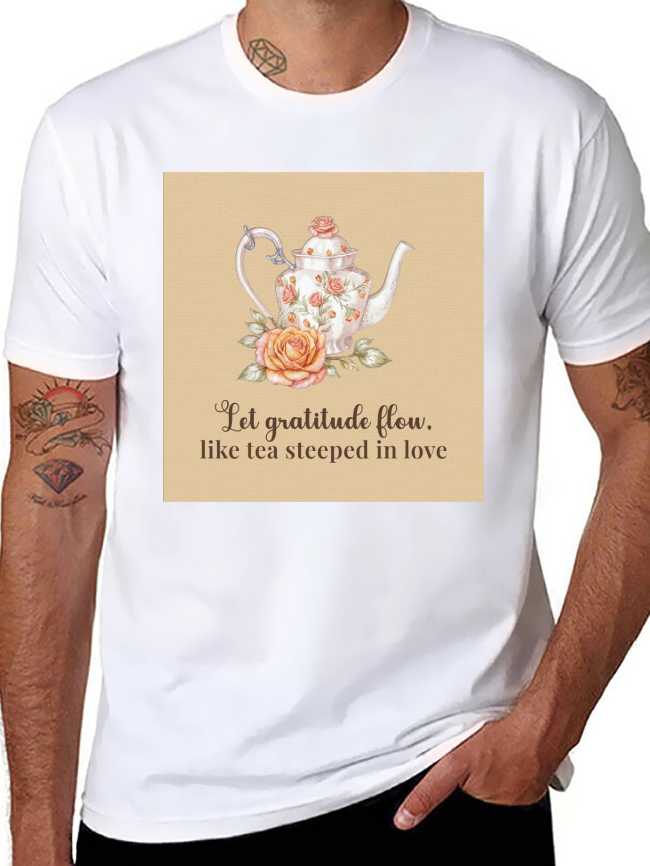 Gratitude Tea T-Shirt - Steeped in Love Design