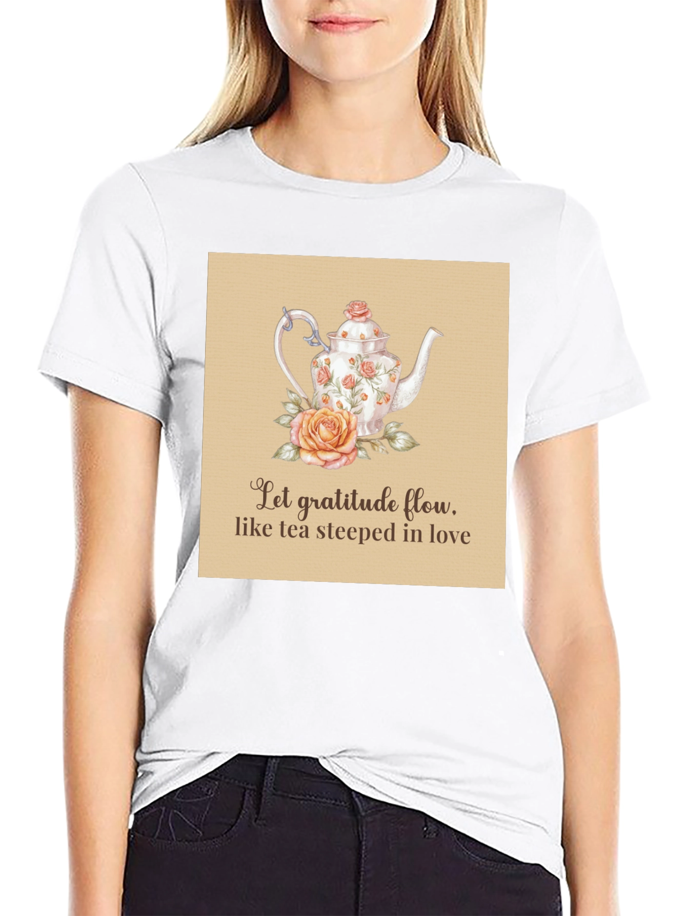Gratitude Tea T-Shirt - Steeped in Love Design