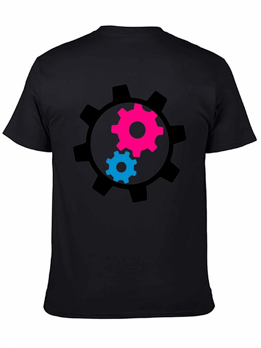 Gear Graphic Tee - Black Cotton Blend T-Shirt