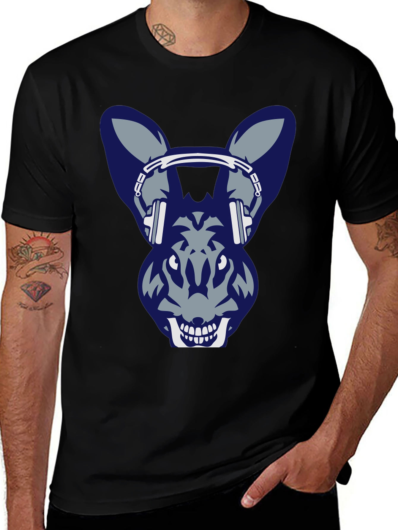 Cool Rabbit with Headphone Graphic Tee