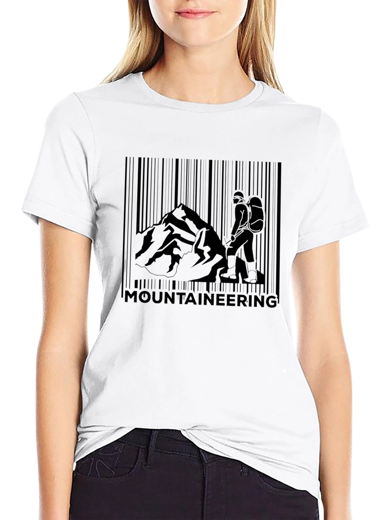 Mountaineering Barcode Mens Black Graphic T-Shirt