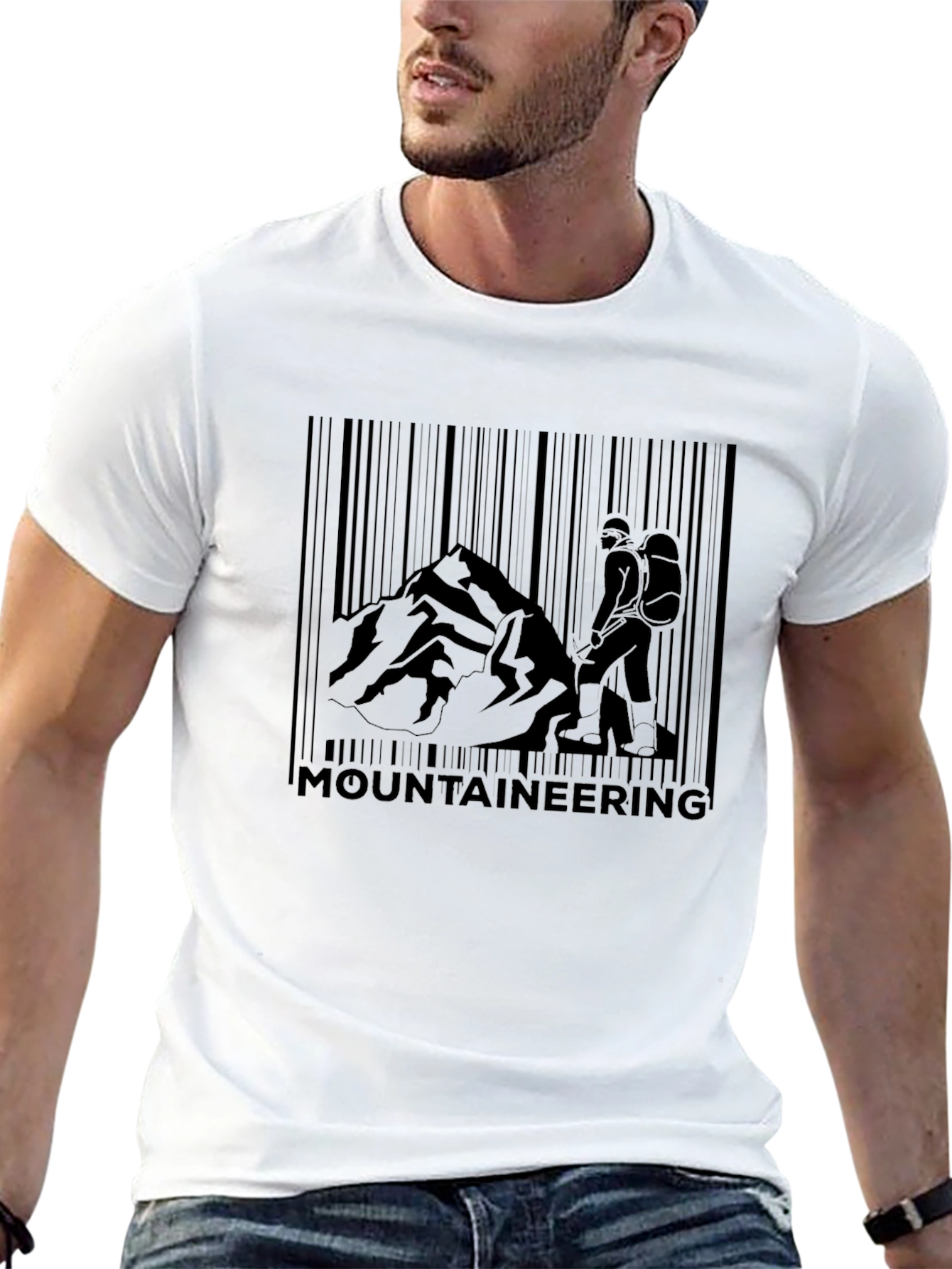 Mountaineering Barcode Mens Black Graphic T-Shirt