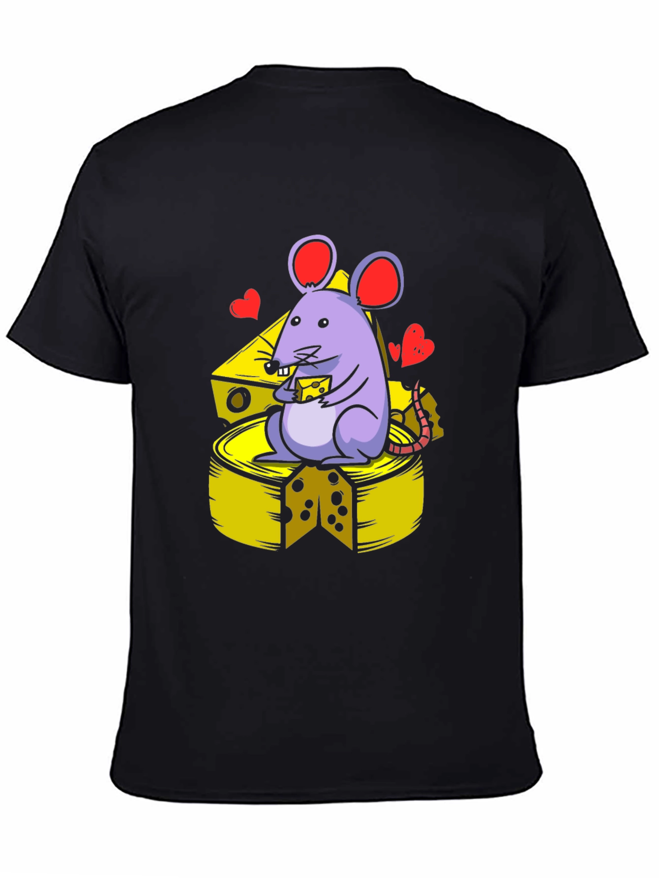 Cute Mouse Eating Cheese Graphic T-Shirt