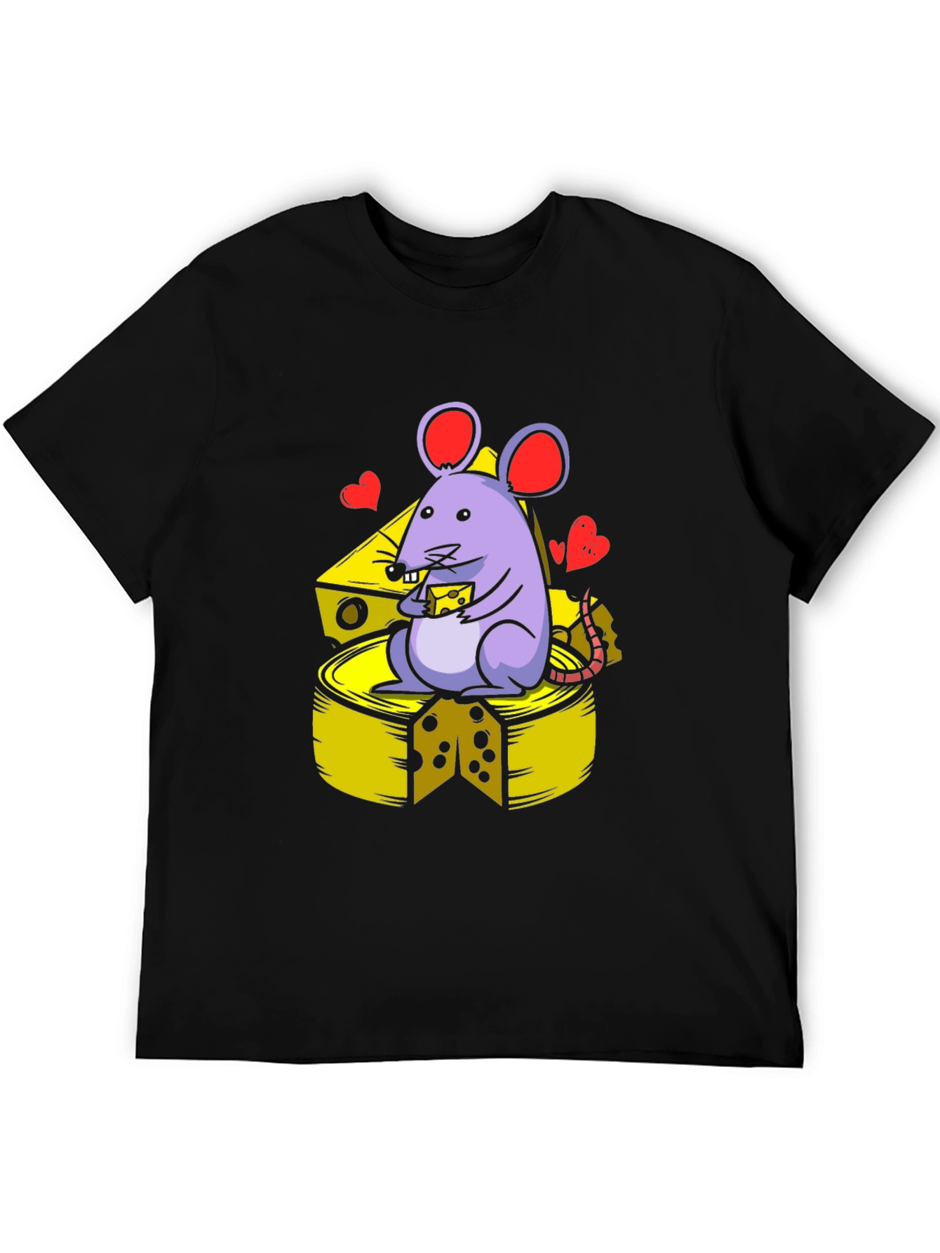 Cute Mouse Eating Cheese Graphic T-Shirt