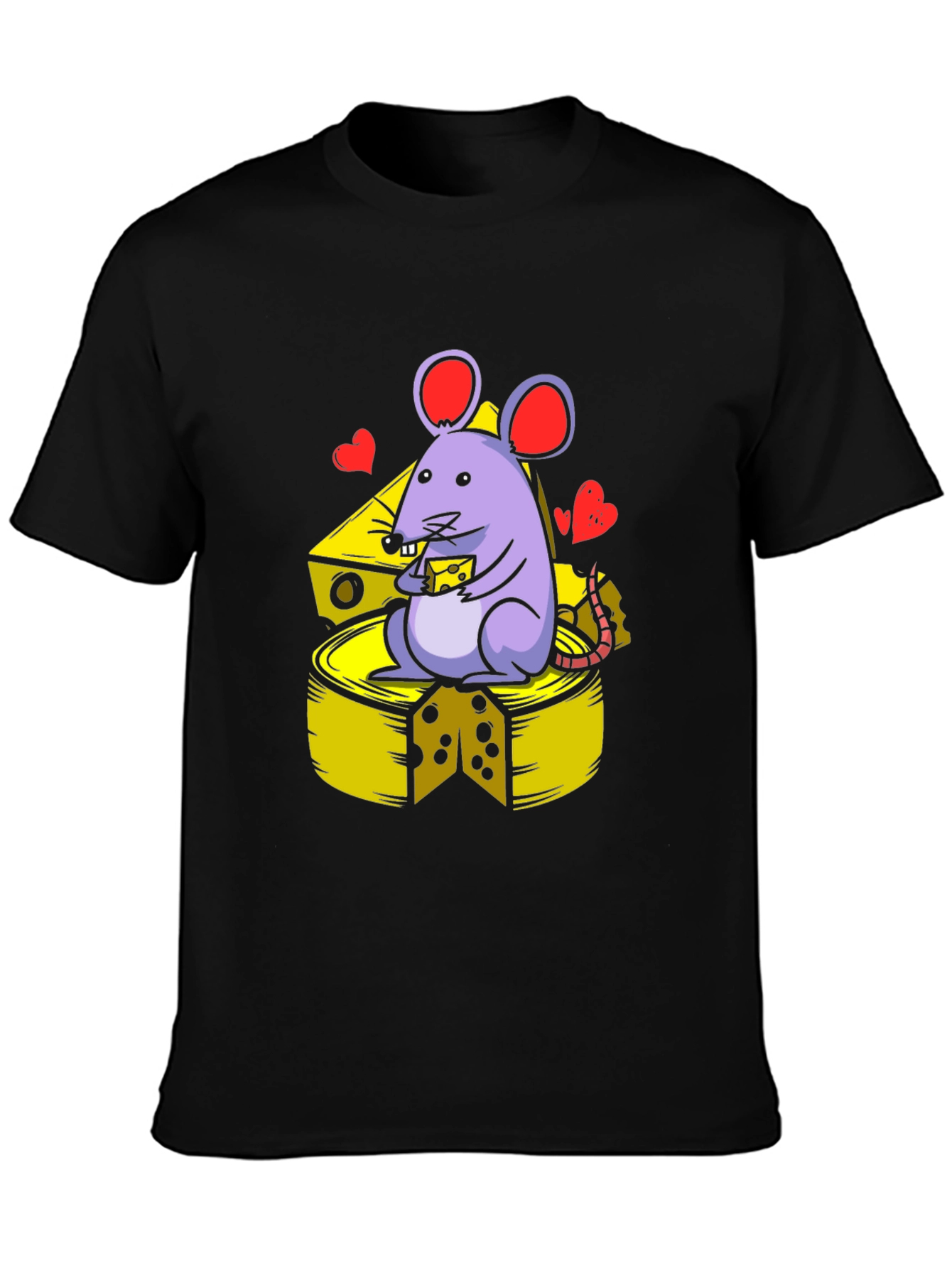 Cute Mouse Eating Cheese Graphic T-Shirt