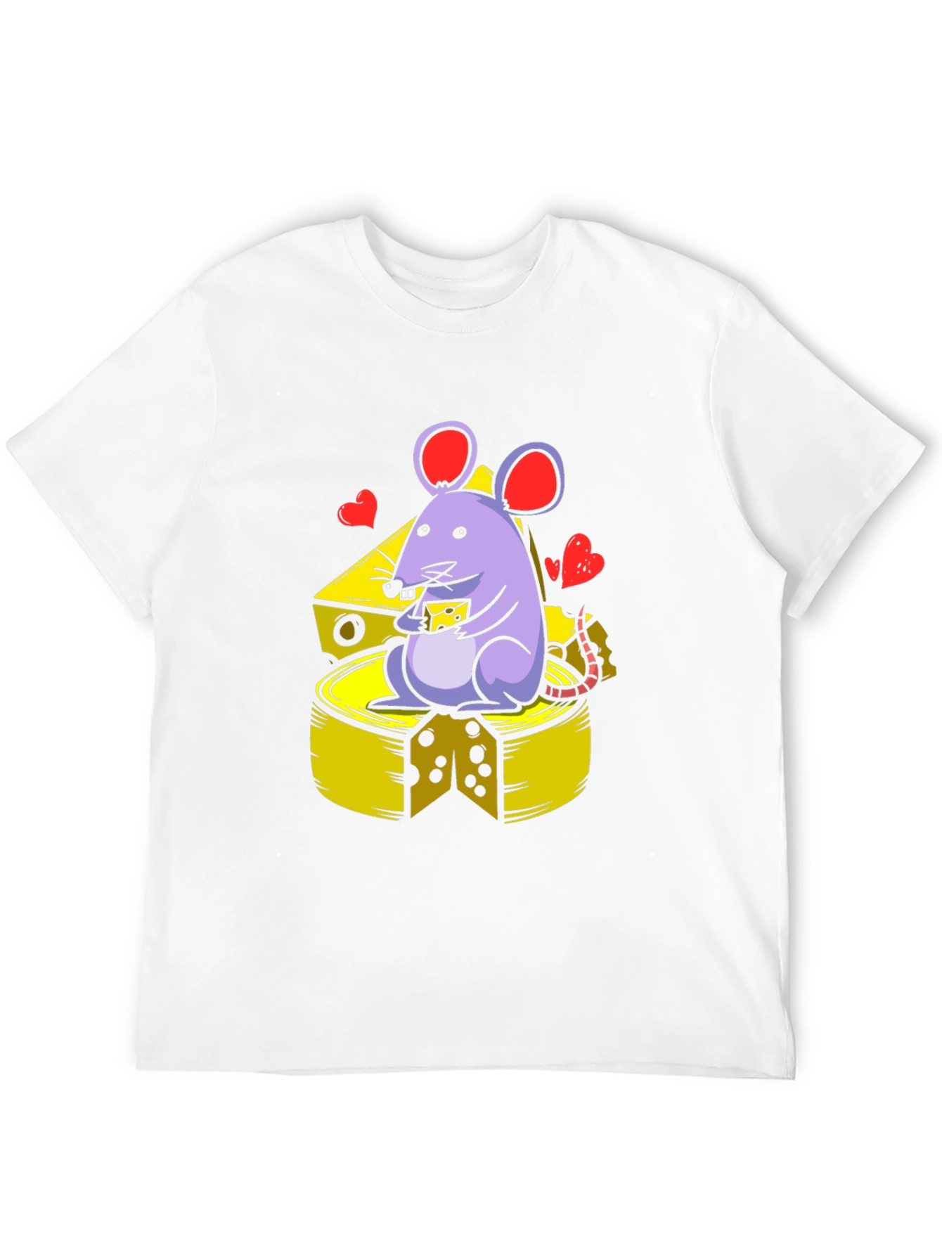 Cute Mouse Eating Cheese Graphic T-Shirt