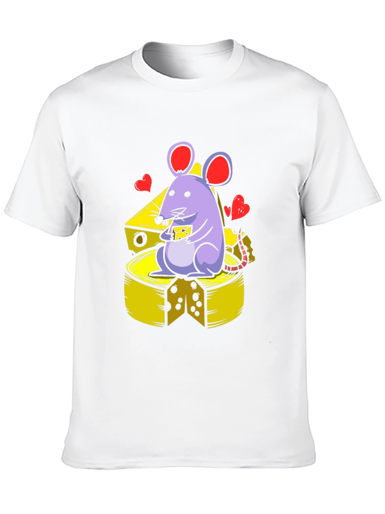 Cute Mouse Eating Cheese Graphic T-Shirt
