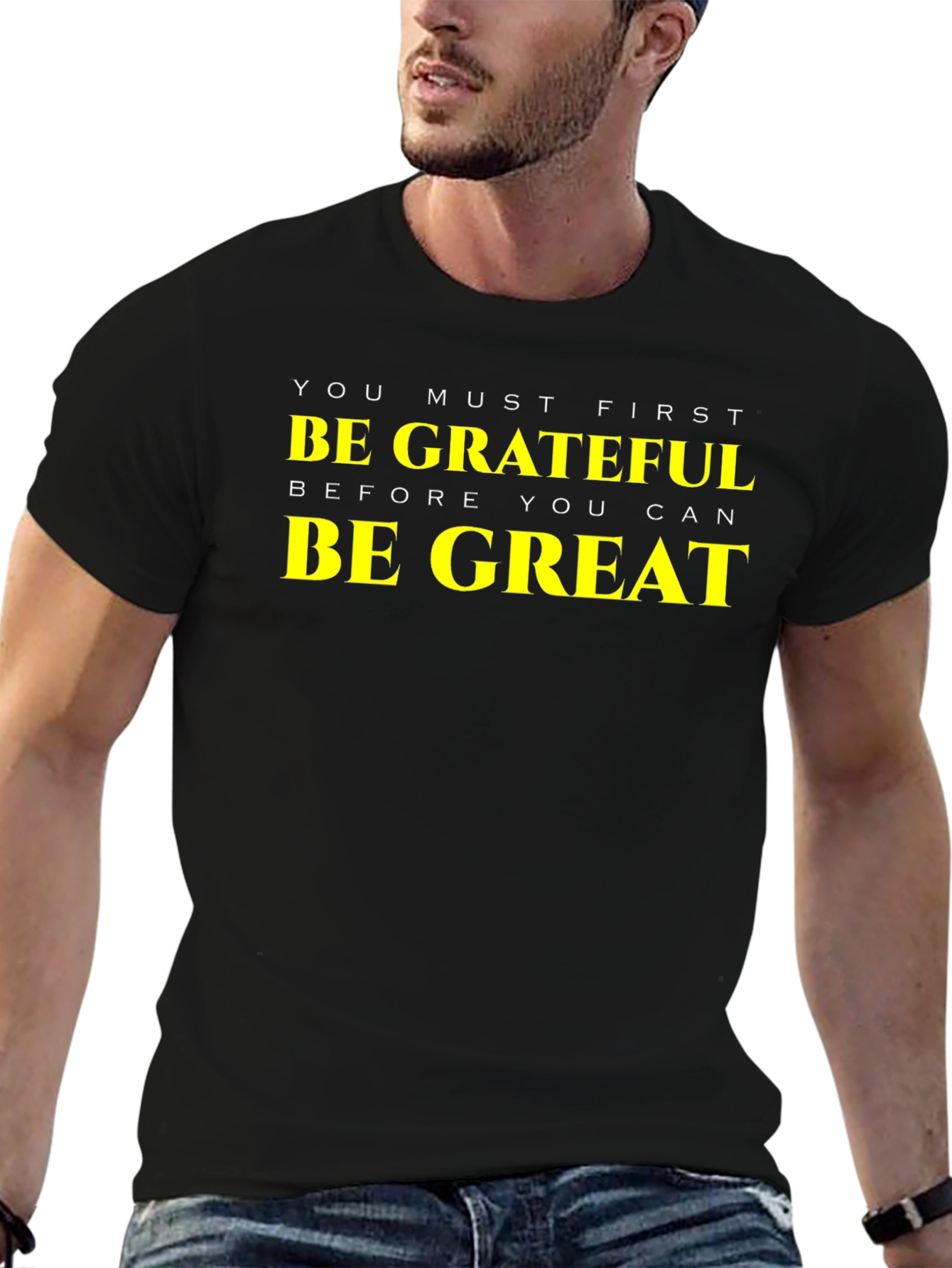 Grateful Be Great Black T-Shirt - Motivational Tee