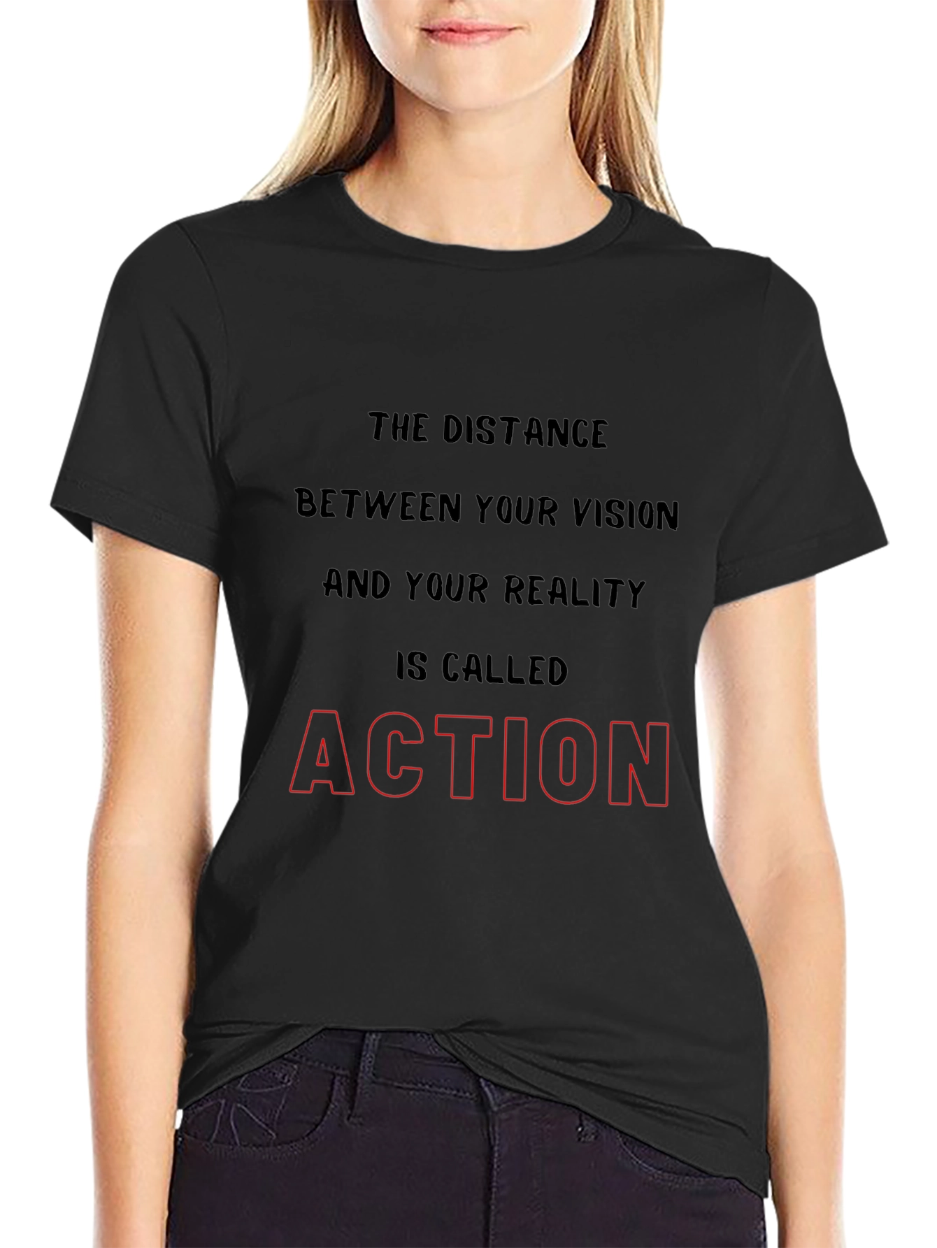 Motivational Action Graphic Tee - Black