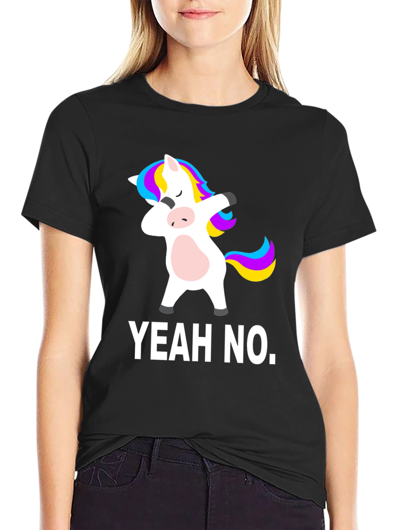 Yeah No. Unicorn Dab Black T-Shirt