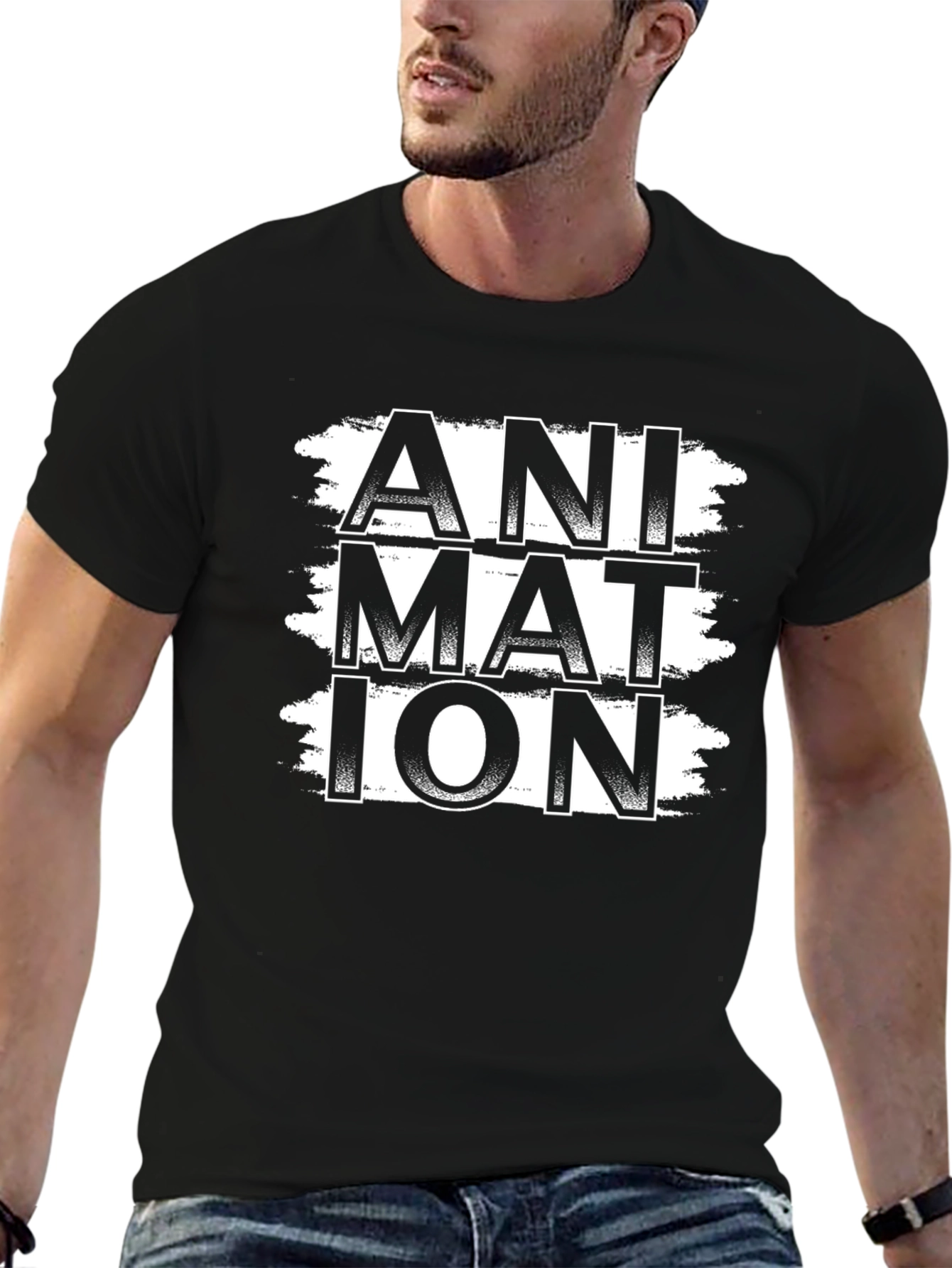 Animation Graphic Print Black T-Shirt