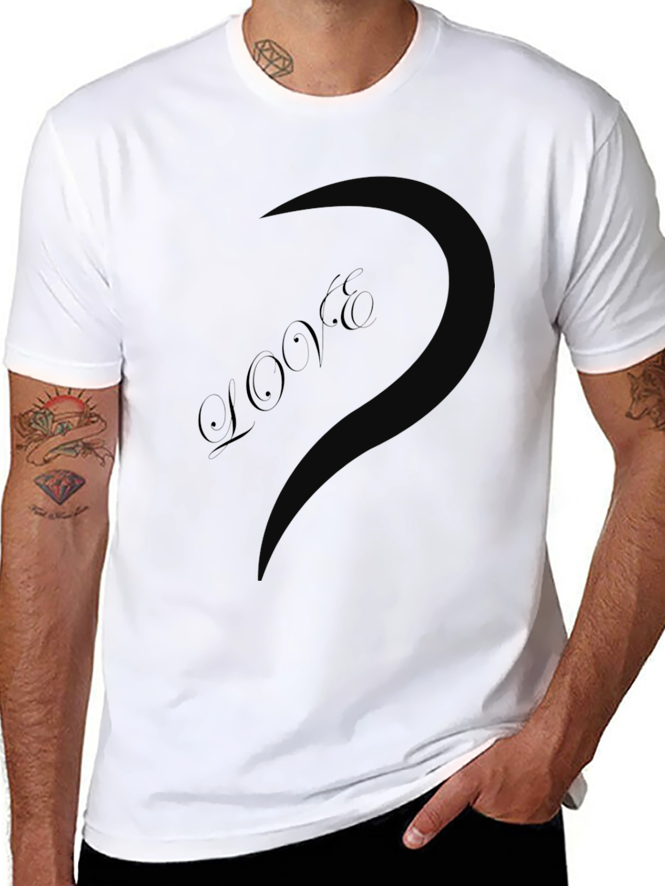 Love Heart Graphic Black T-Shirt