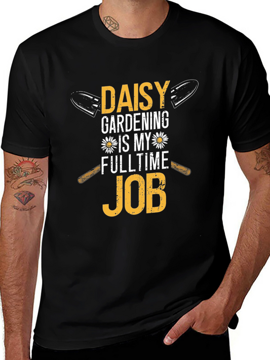 Daisy Gardening Fulltime Job Black T-Shirt