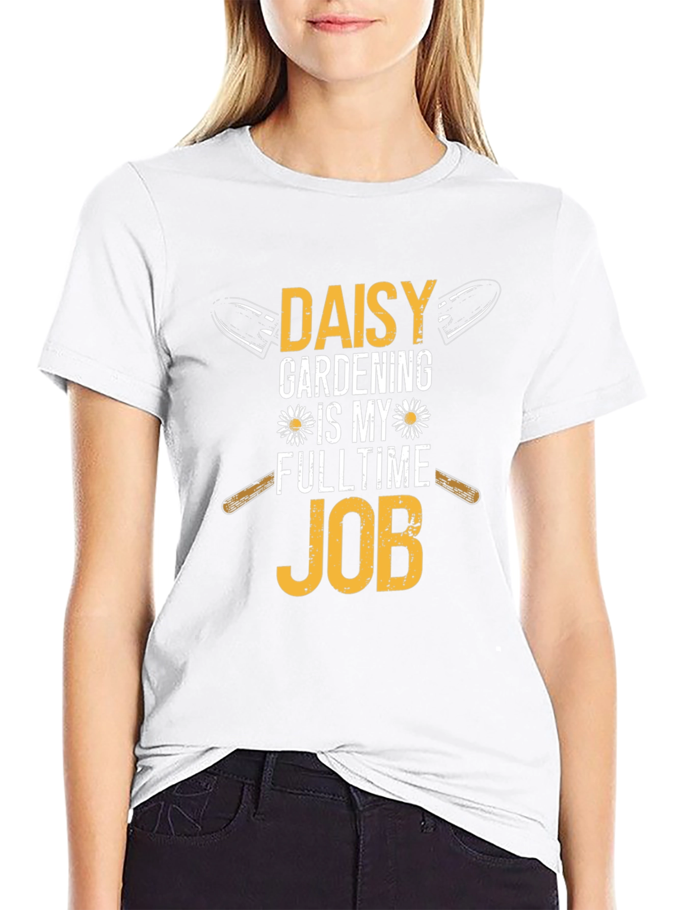 Daisy Gardening Fulltime Job Black T-Shirt