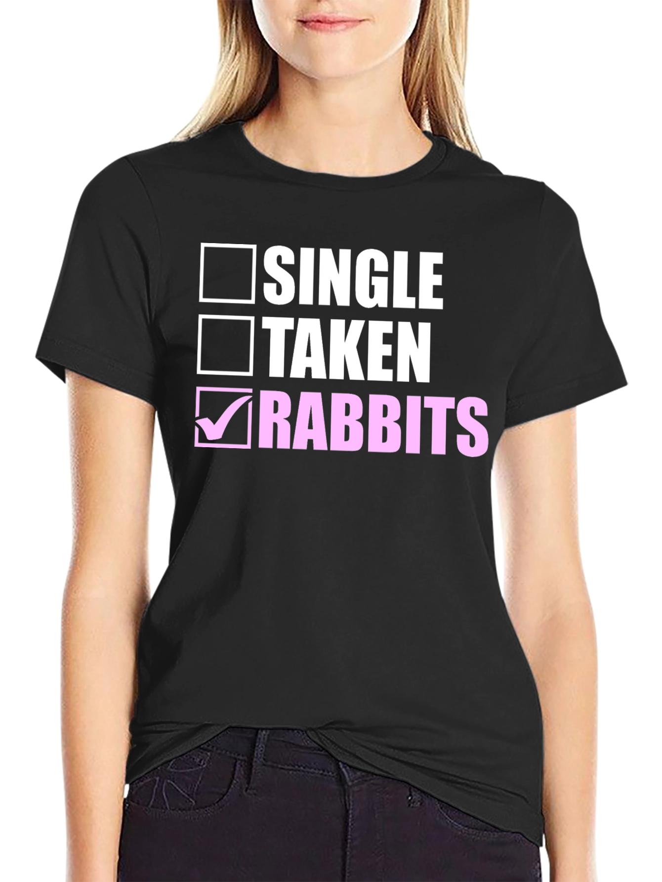 Single Taken Rabbits Black Cotton Tee