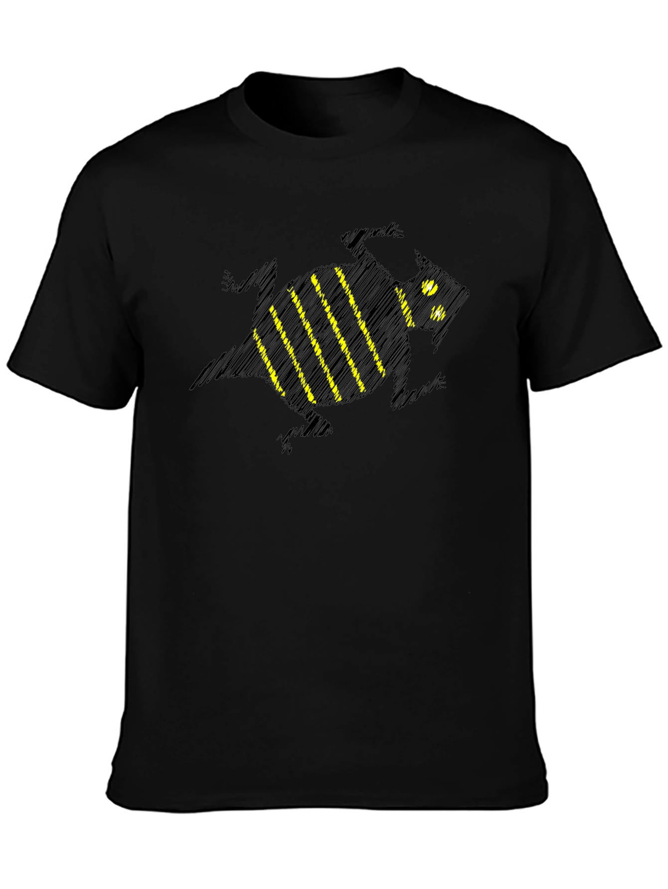 Stylish Black T-Shirt with Sketchy Bee Design