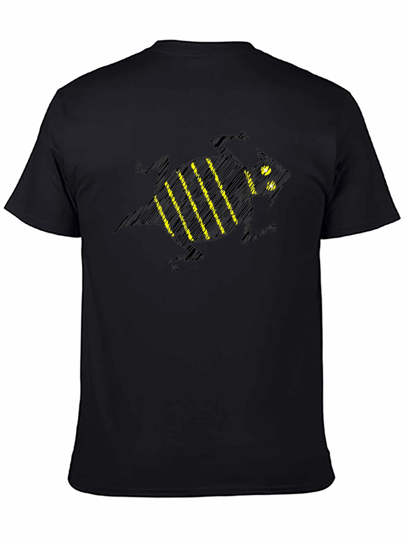 Stylish Black T-Shirt with Sketchy Bee Design