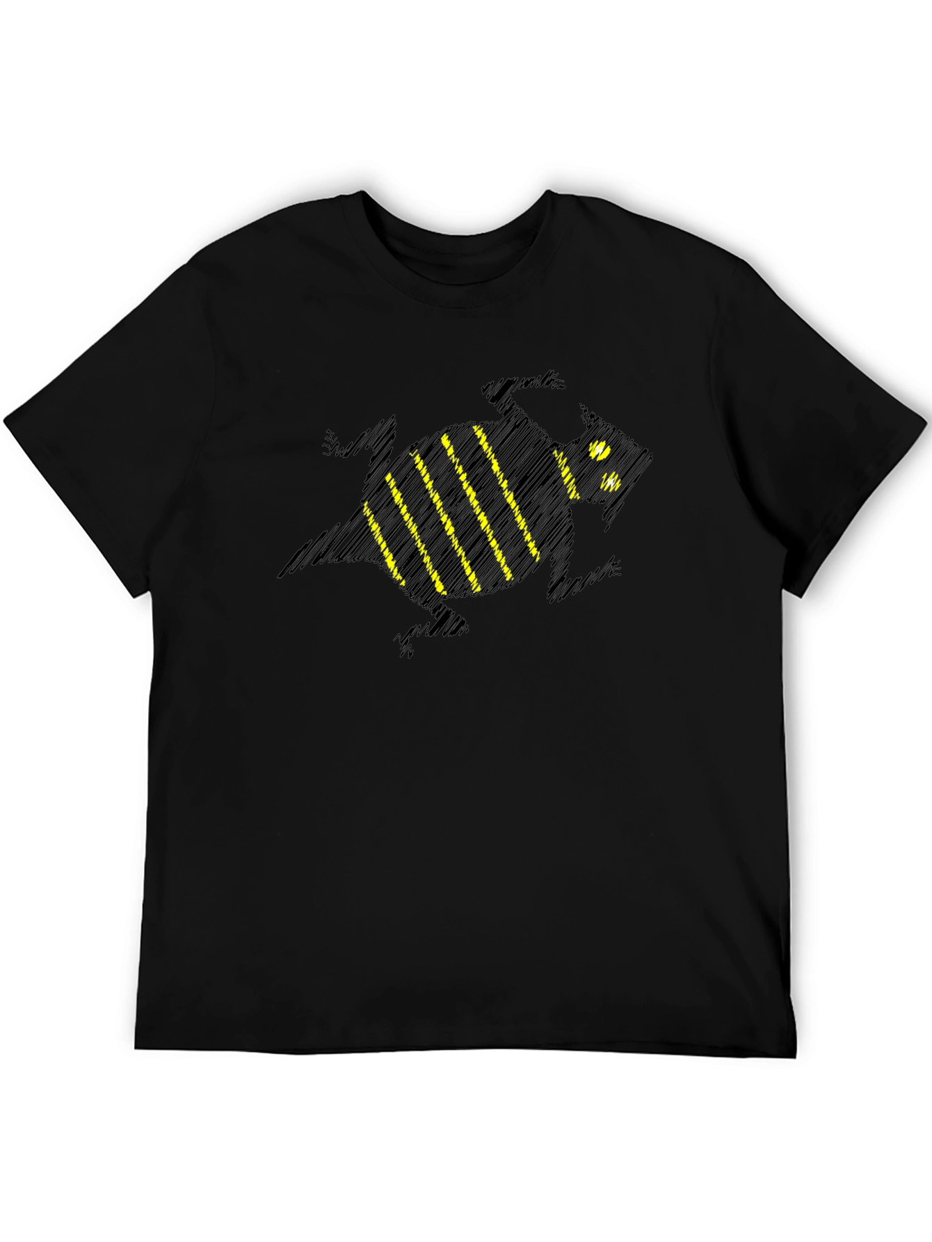Stylish Black T-Shirt with Sketchy Bee Design