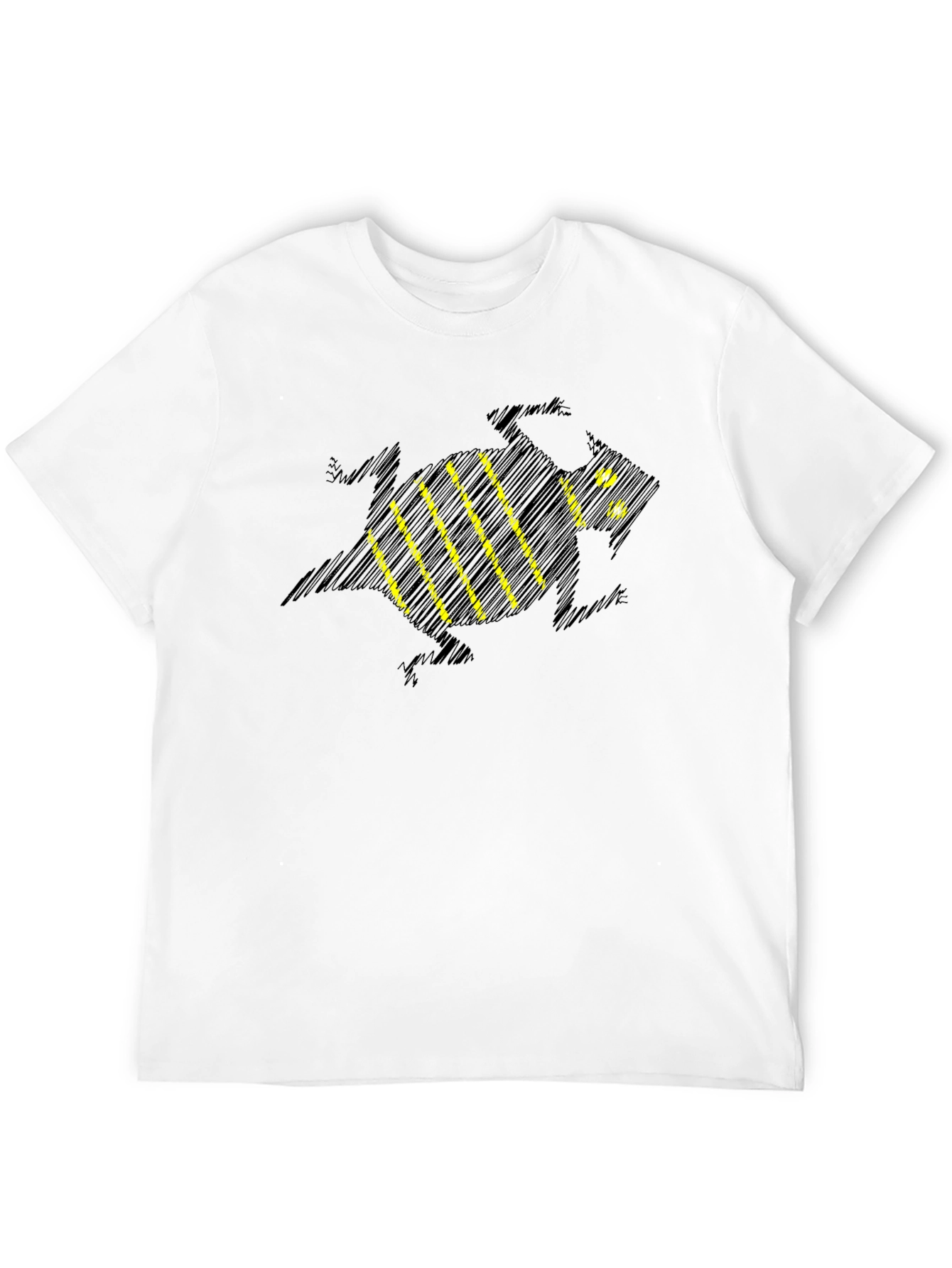 Stylish Black T-Shirt with Sketchy Bee Design