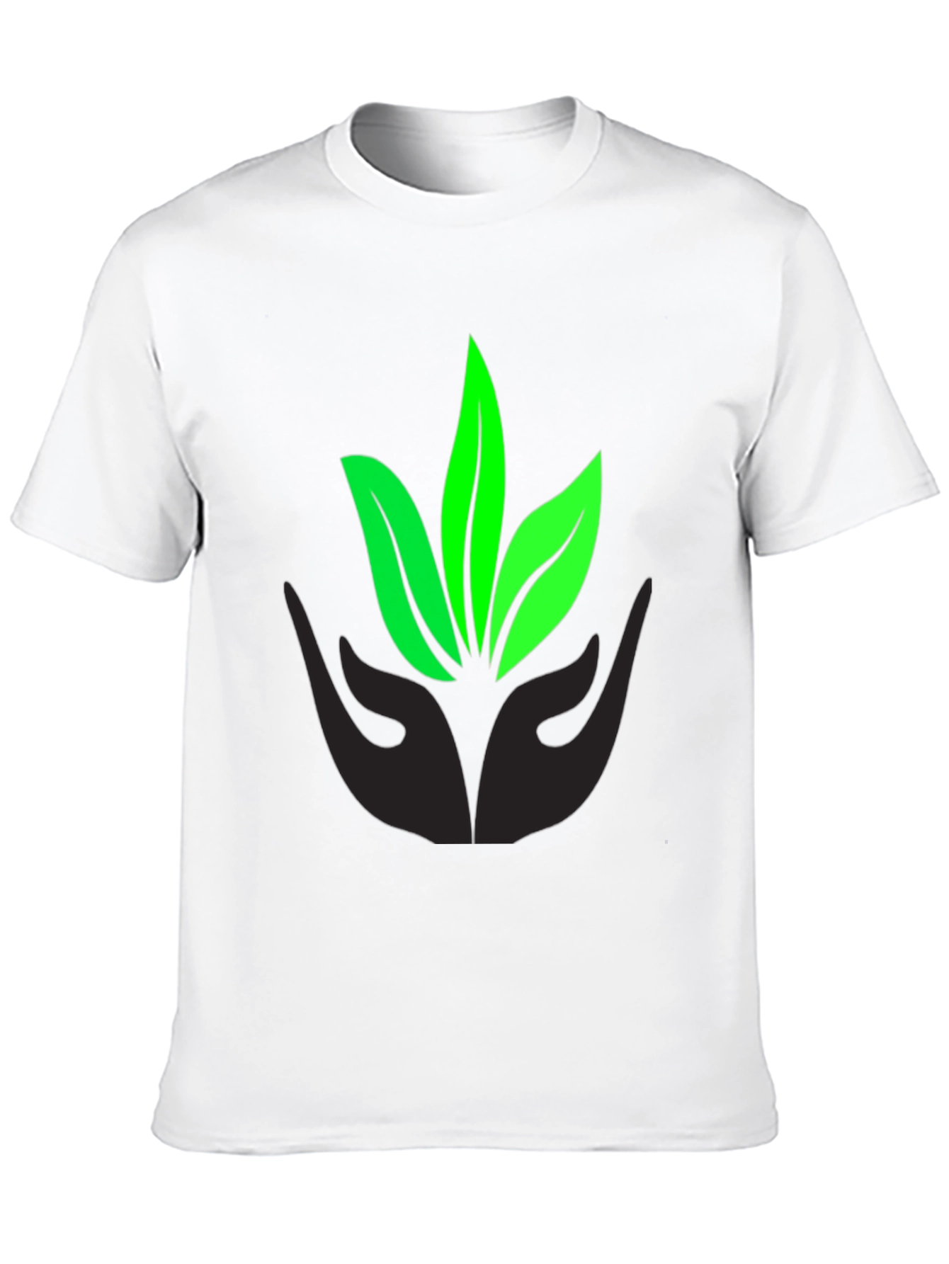 Eco-Friendly Black T-Shirt with Leaf Design