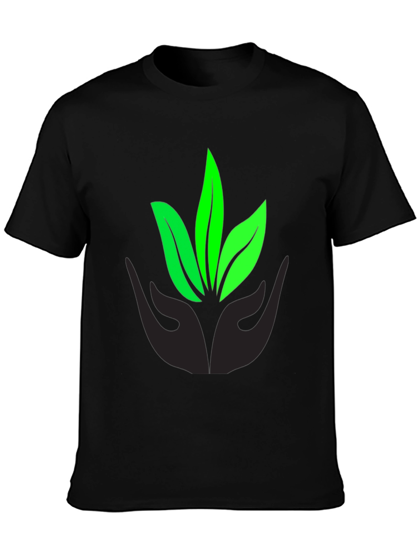 Eco-Friendly Black T-Shirt with Leaf Design