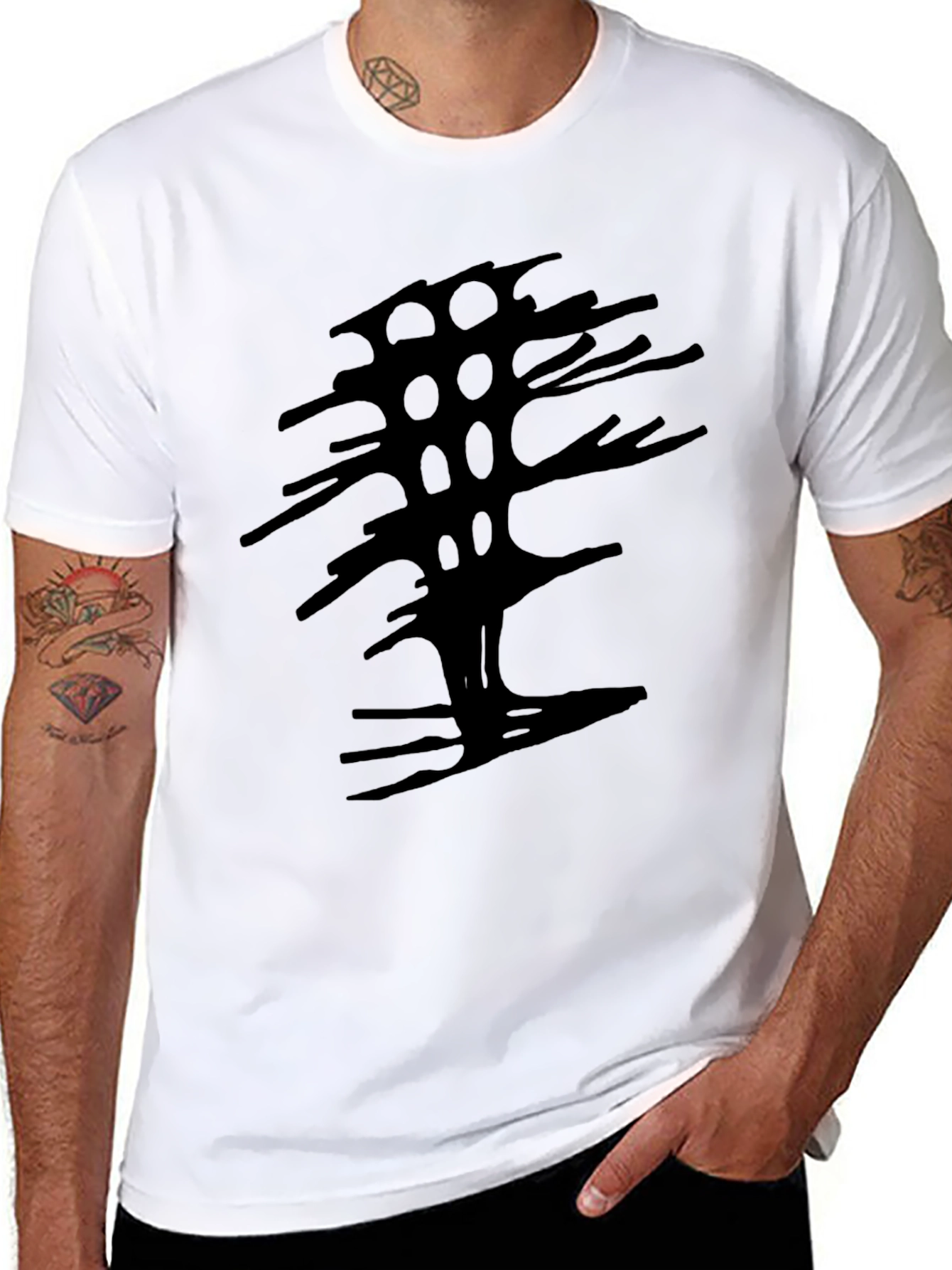 Abstract Tree Graphic Black Tee
