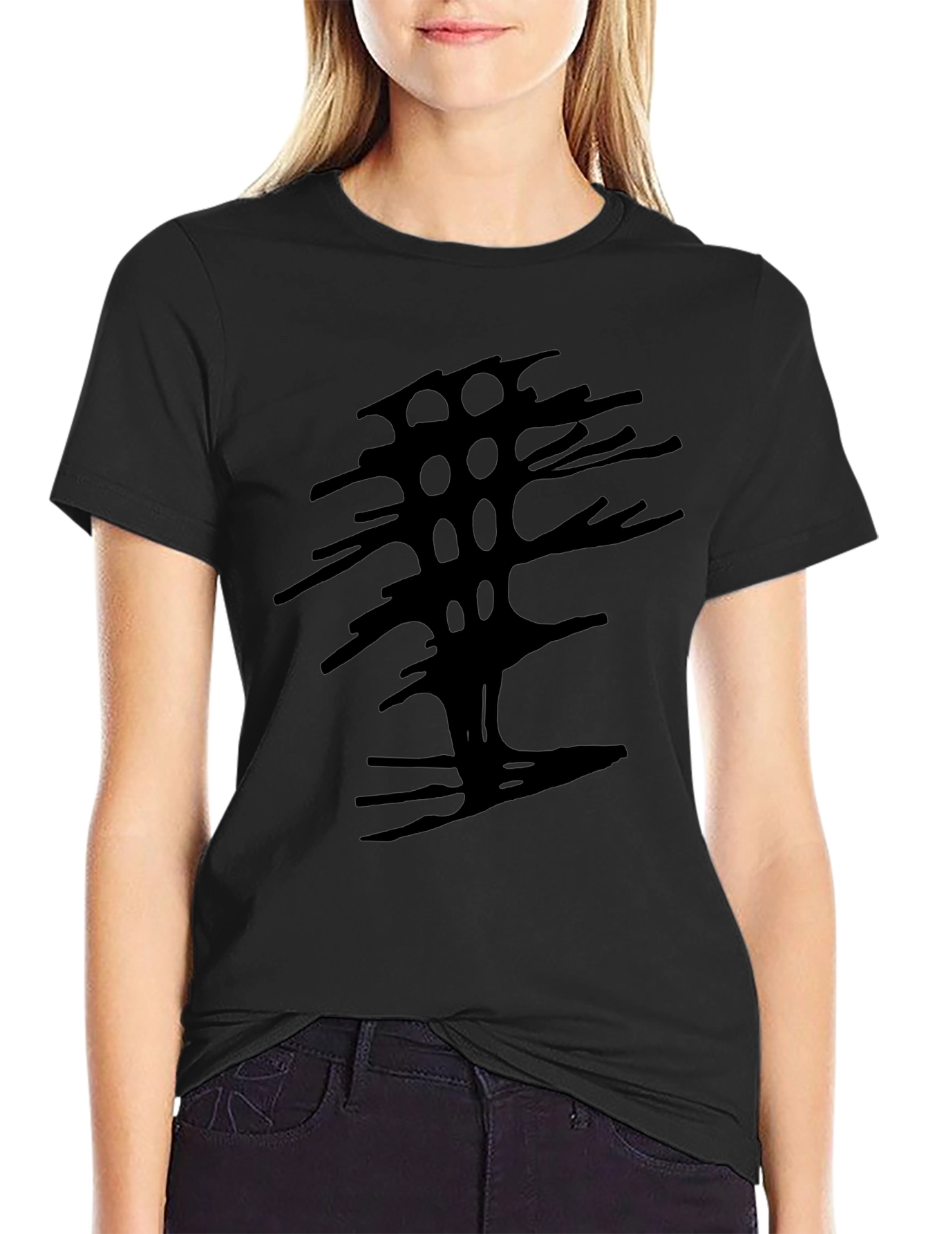 Abstract Tree Graphic Black Tee