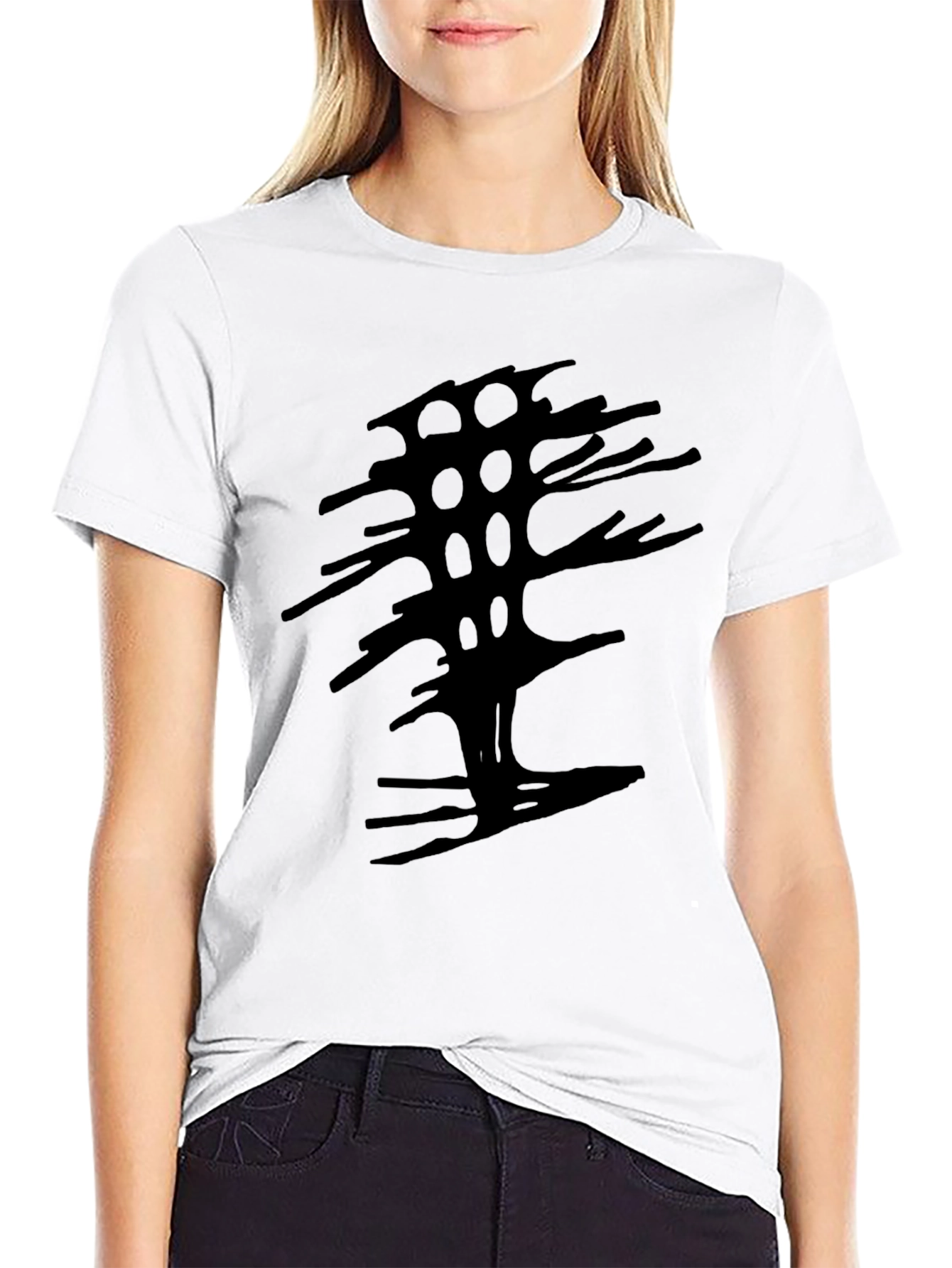 Abstract Tree Graphic Black Tee