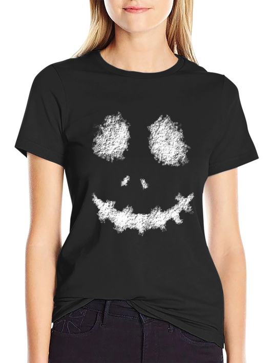 Mens Black Spooky Face Graphic Tee