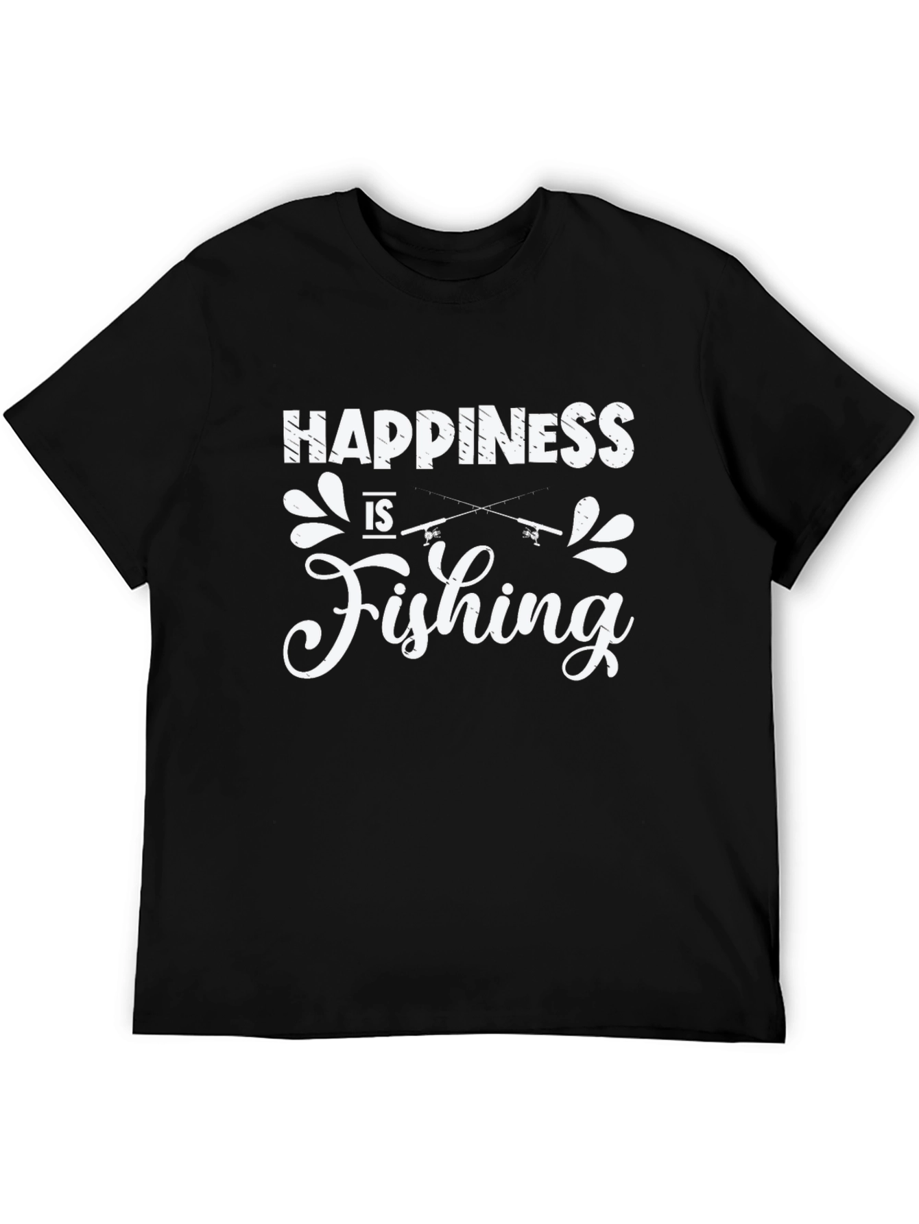 Happiness is Fishing Black T-Shirt