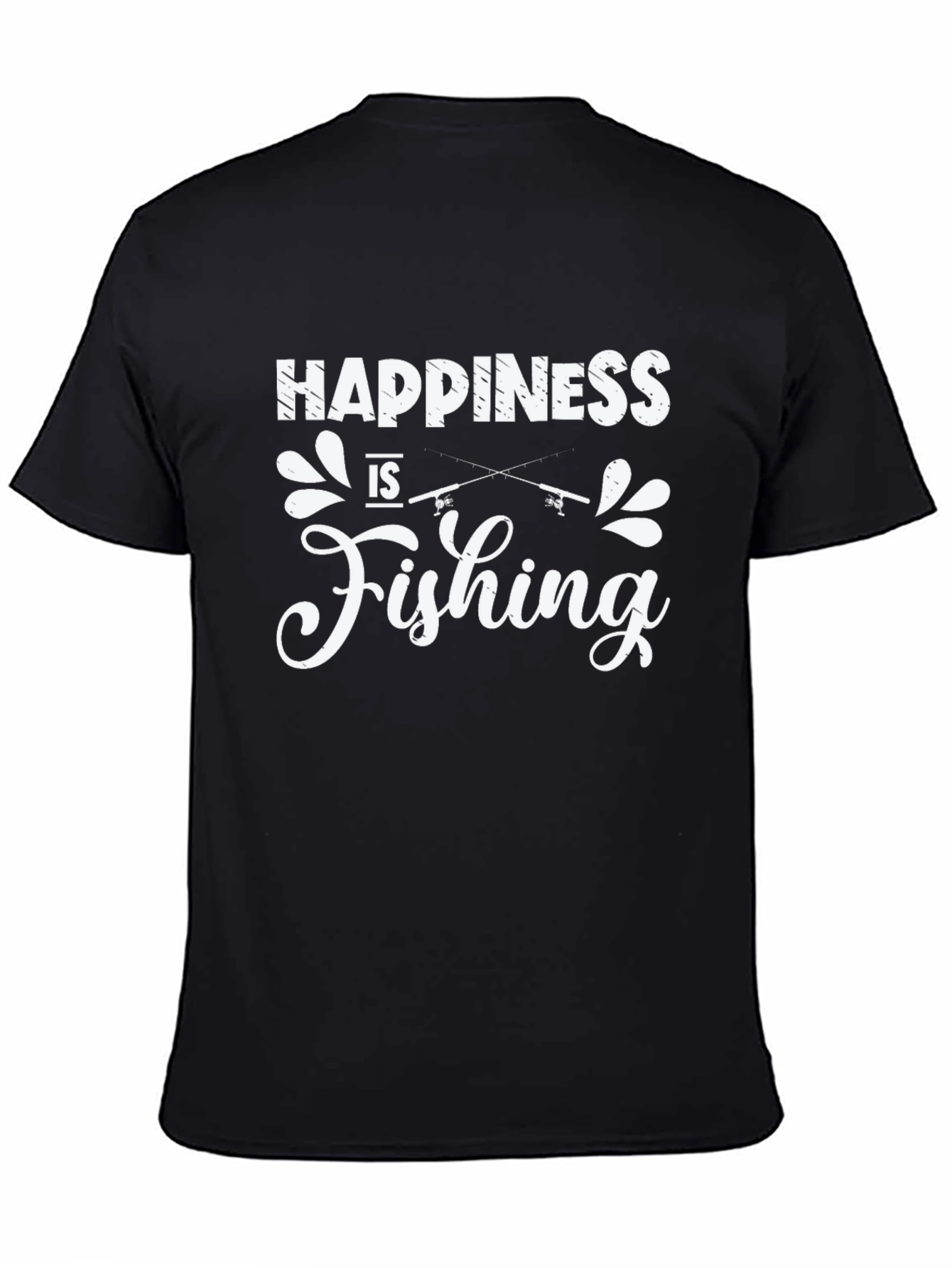 Happiness is Fishing Black T-Shirt