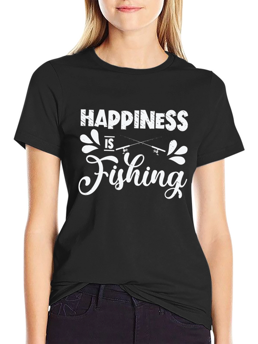 Happiness is Fishing Black T-Shirt