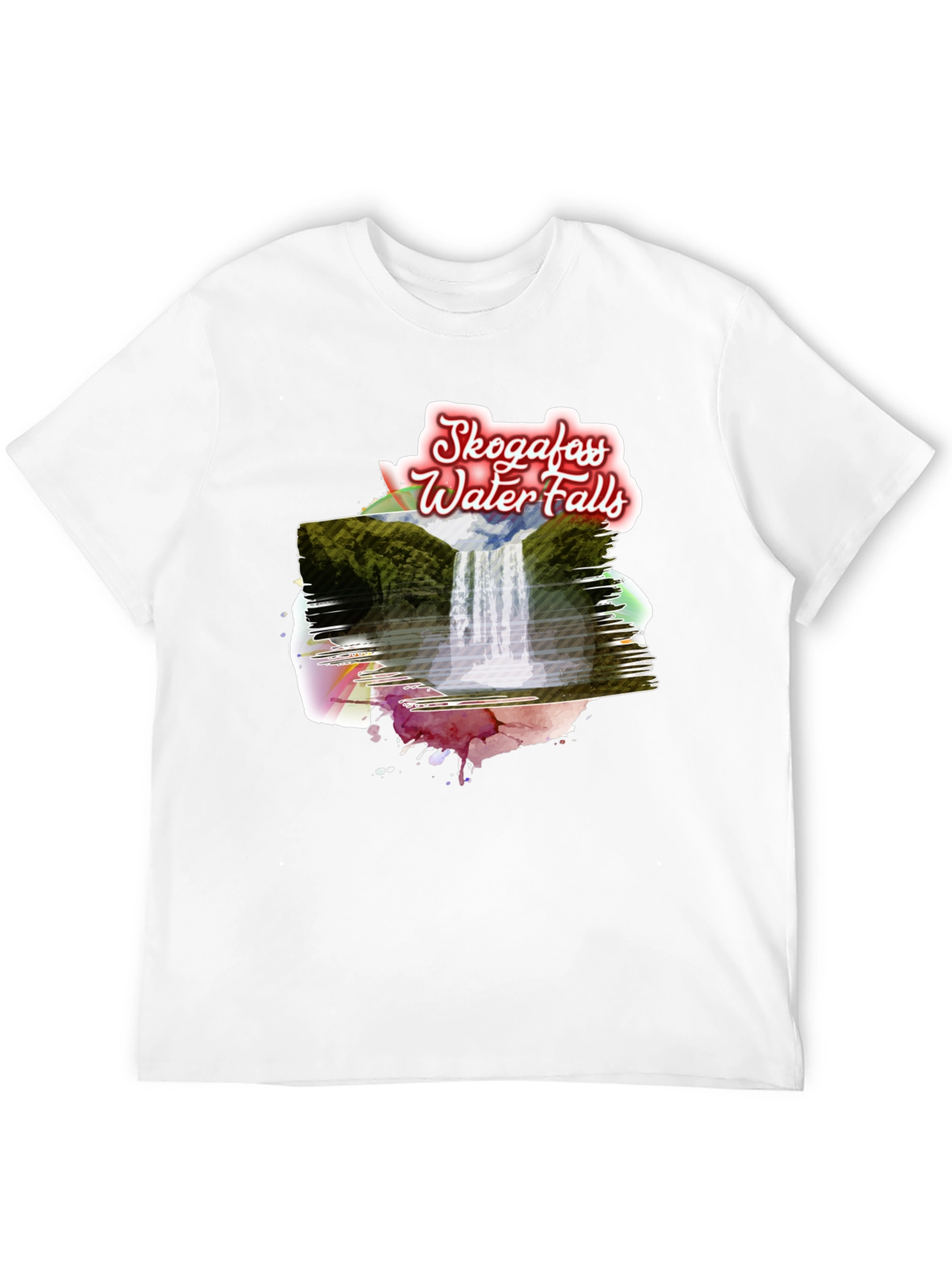 Skogafoss Waterfalls T-Shirt - Scenic Black Tee
