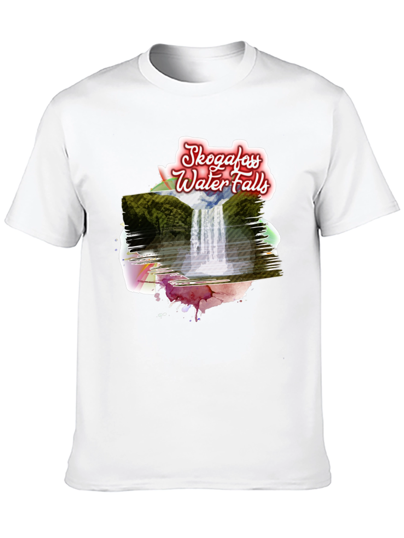 Skogafoss Waterfalls T-Shirt - Scenic Black Tee