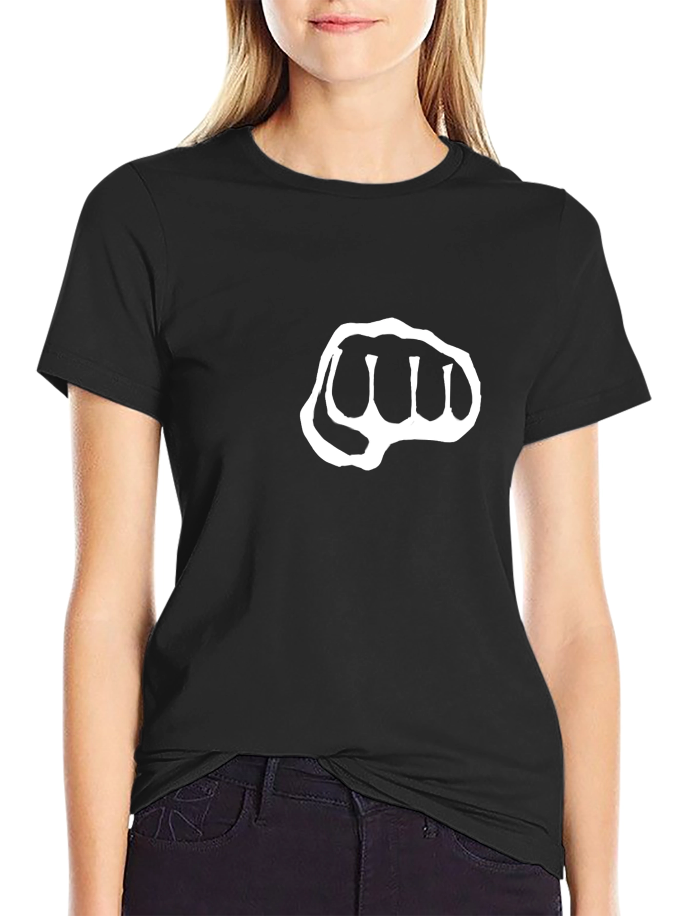 Fist Bump Graphic Tee - Black Casual Comfort